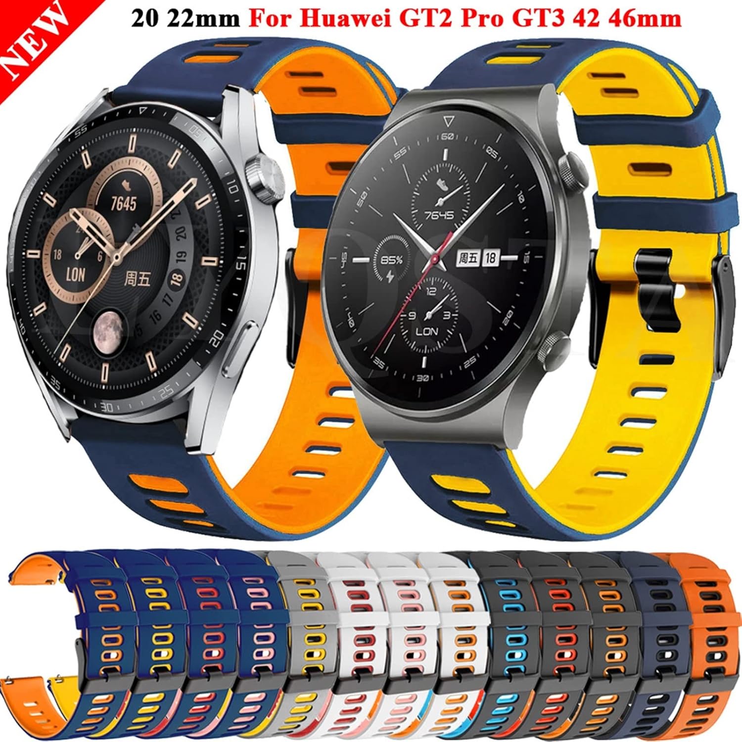 Correa de silicona para reloj inteligente de 20 0.866in para Huawei Watch Gt 2 Pro Watchband GT2 GT 3 42 1.811in
