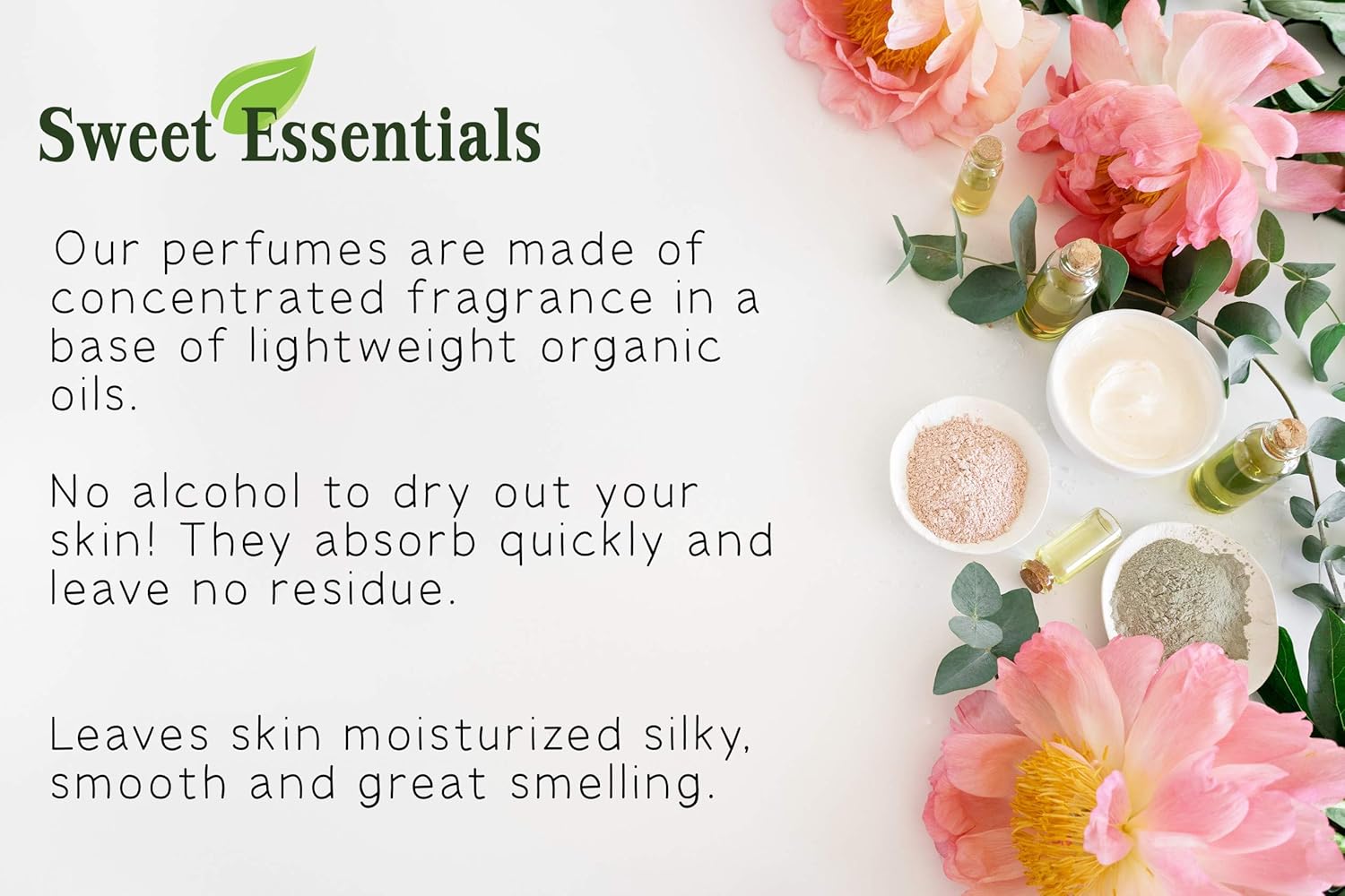 Sweet Essentials Jasmine Vanilla – Aceite de fraganciaperfume, 2 onzas, hecho con aceites orgánicos, spray sobre aceite de perfume, sin alcohol ni