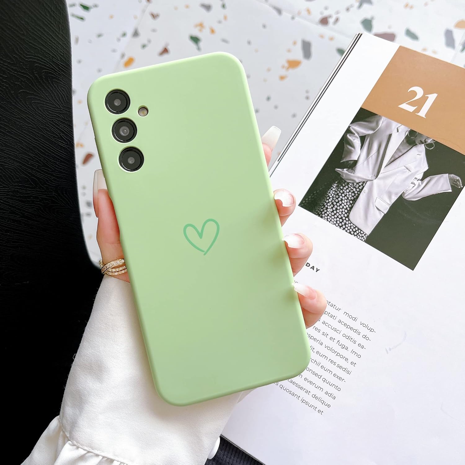 Jmltech Funda protectora de silicona para Samsung Galaxy A14 5G, color menta Slim Fit a prueba de golpes para teléfono de mujer