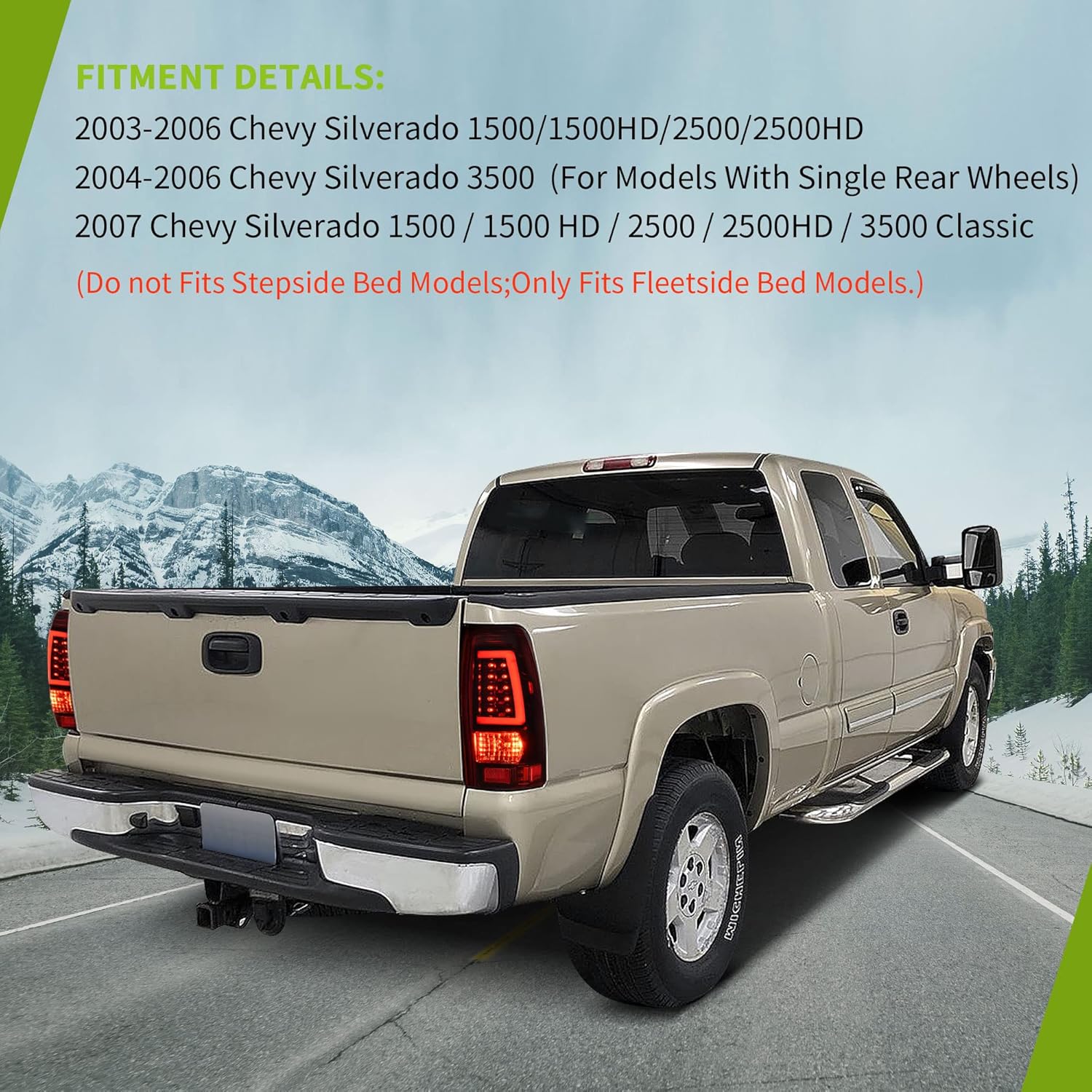 AUTOSAVER88 Conjunto de luz trasera LED compatible con Chevy Silverado 15001500HD25002500HD, Silverado 3500 2004-2006, Silverado 3500 2004-2006,