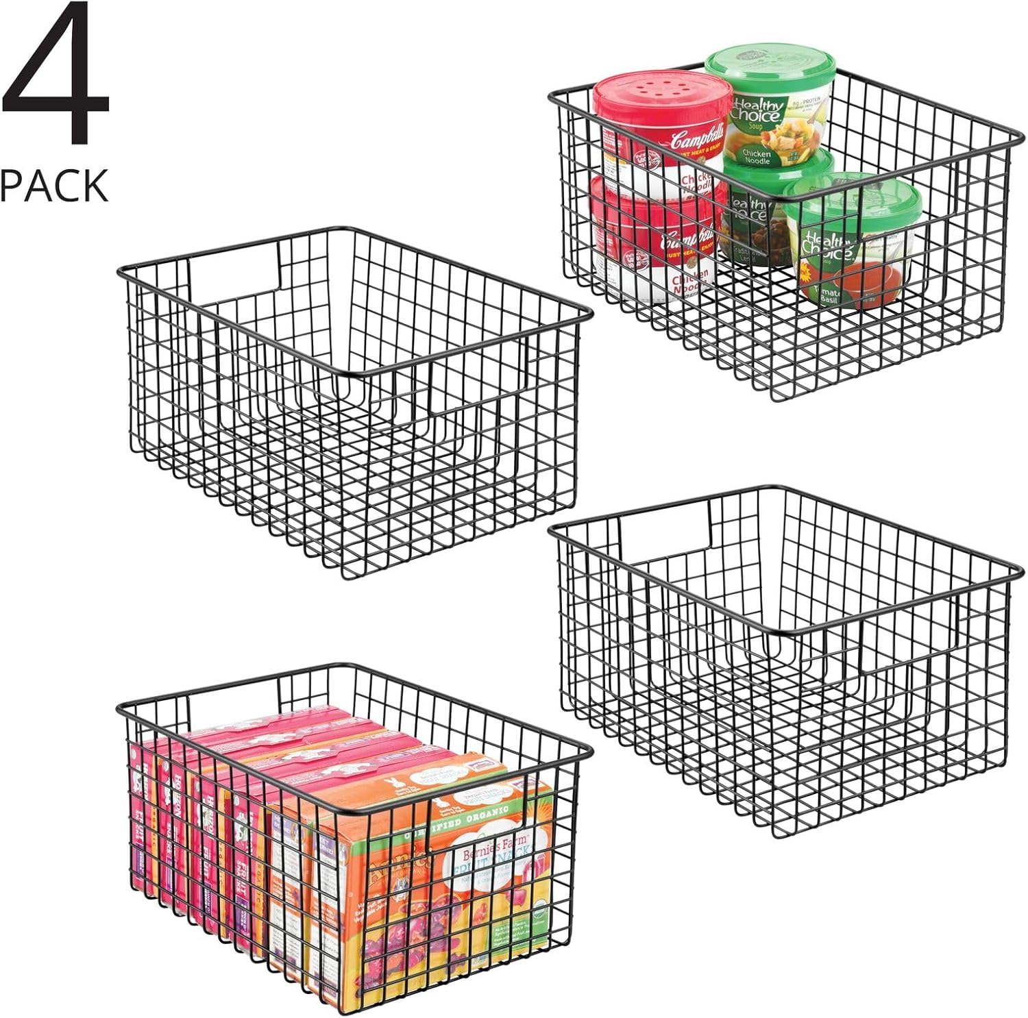 mDesign – Canasta de alambre de metal, para organizar y almacenar alimentos