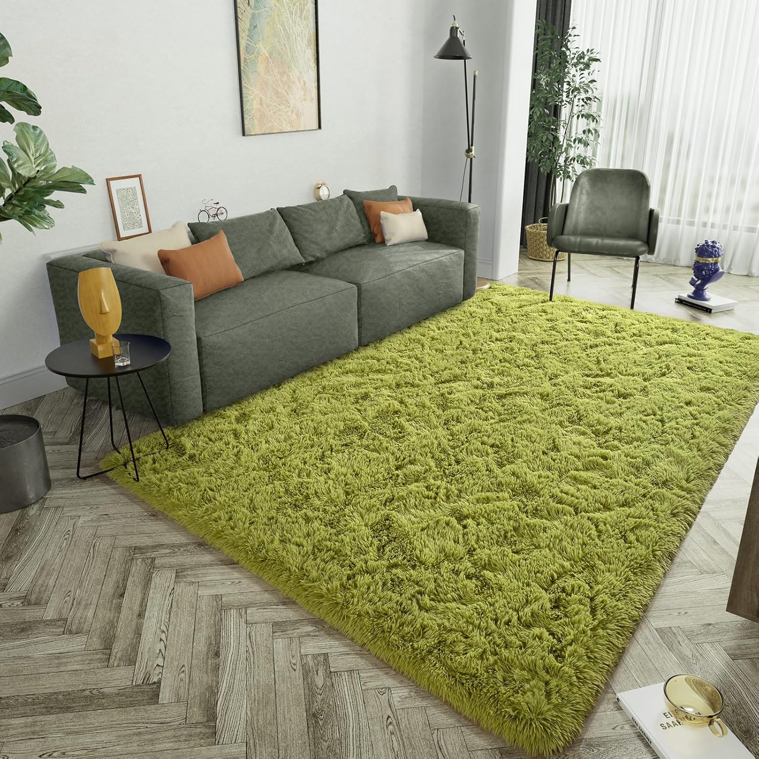 LOCHAS – Tapetes para interiores, muy suaves, modernos, mullidos, para salas de estar, habitaciones infantiles o decoración del hogar, 4 x 5.3 pies,