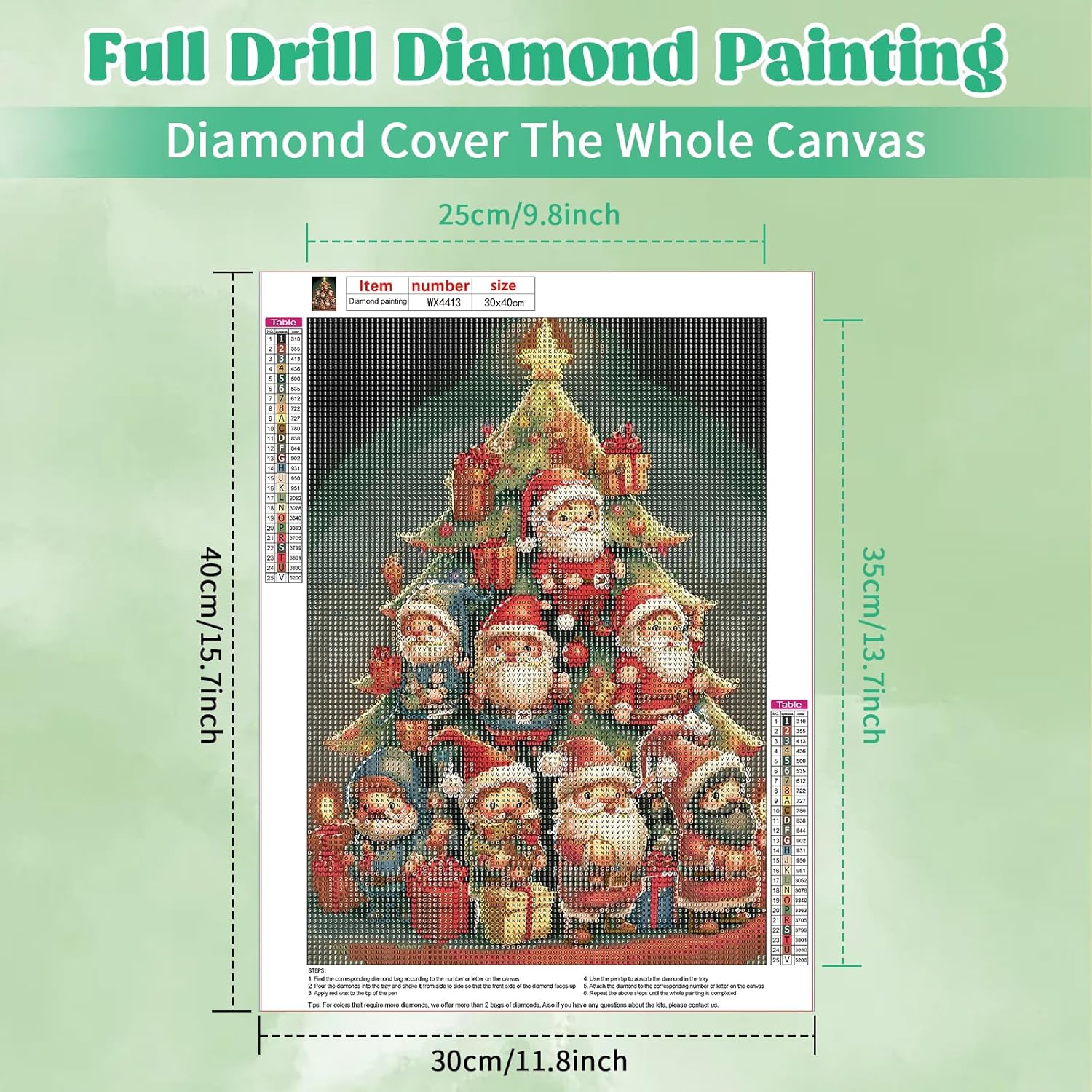 RICUVED Kits de pintura de diamantes para adultos, kit de arte de diamantes de árbol de Navidad, taladro redondo completo, arte de pintura de gnomo,