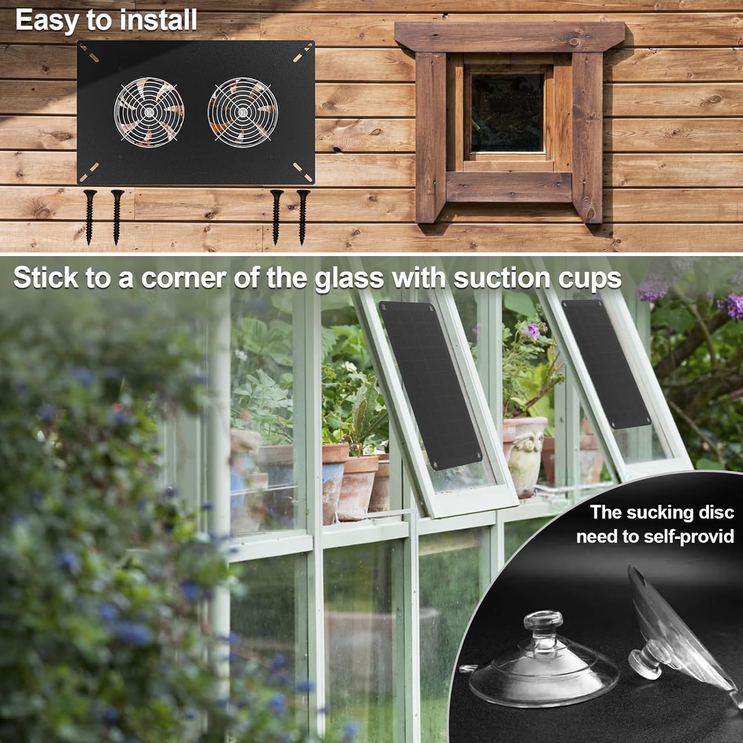 ECO-WORTHY Kit de ventilador de escape de doble carcasa metálica con energía solar de 20 W, impermeable y listo para gallineros, invernaderos,