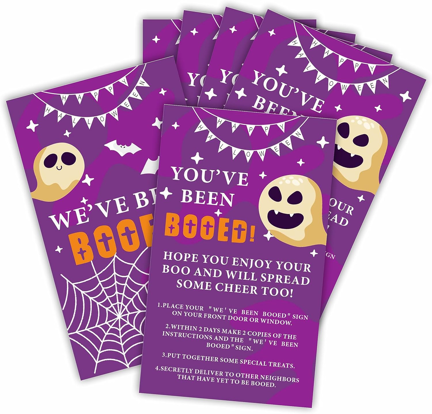 JCVUK Tarjetas de juego de propagación de Halloween, Has sido abucheado! Hemos sido abucheados! 50 tarjetas de juego para difundir alegría para