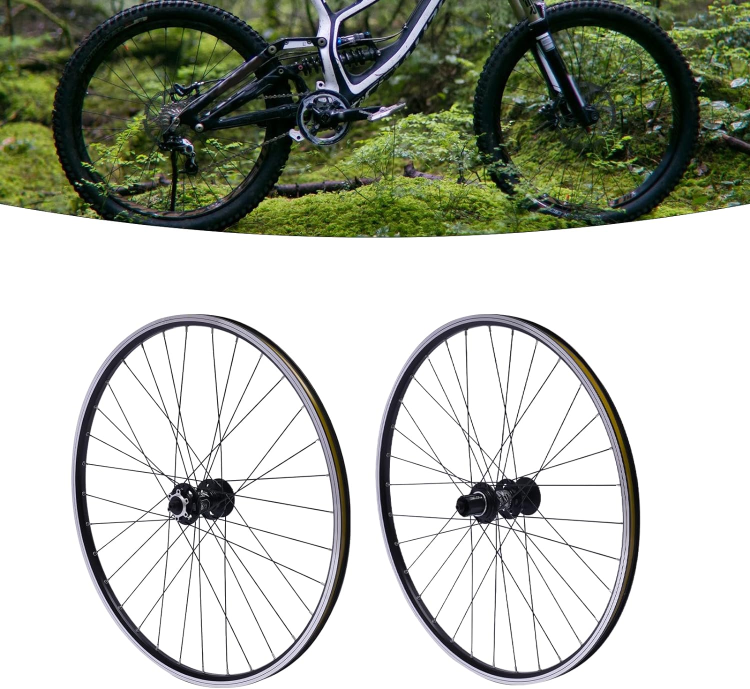 Juego de ruedas, 29 pulgadas MTB Juego de ruedas de aleación de aluminio de doble pared, ruedas delanteras y traseras con cubos de rodamiento para