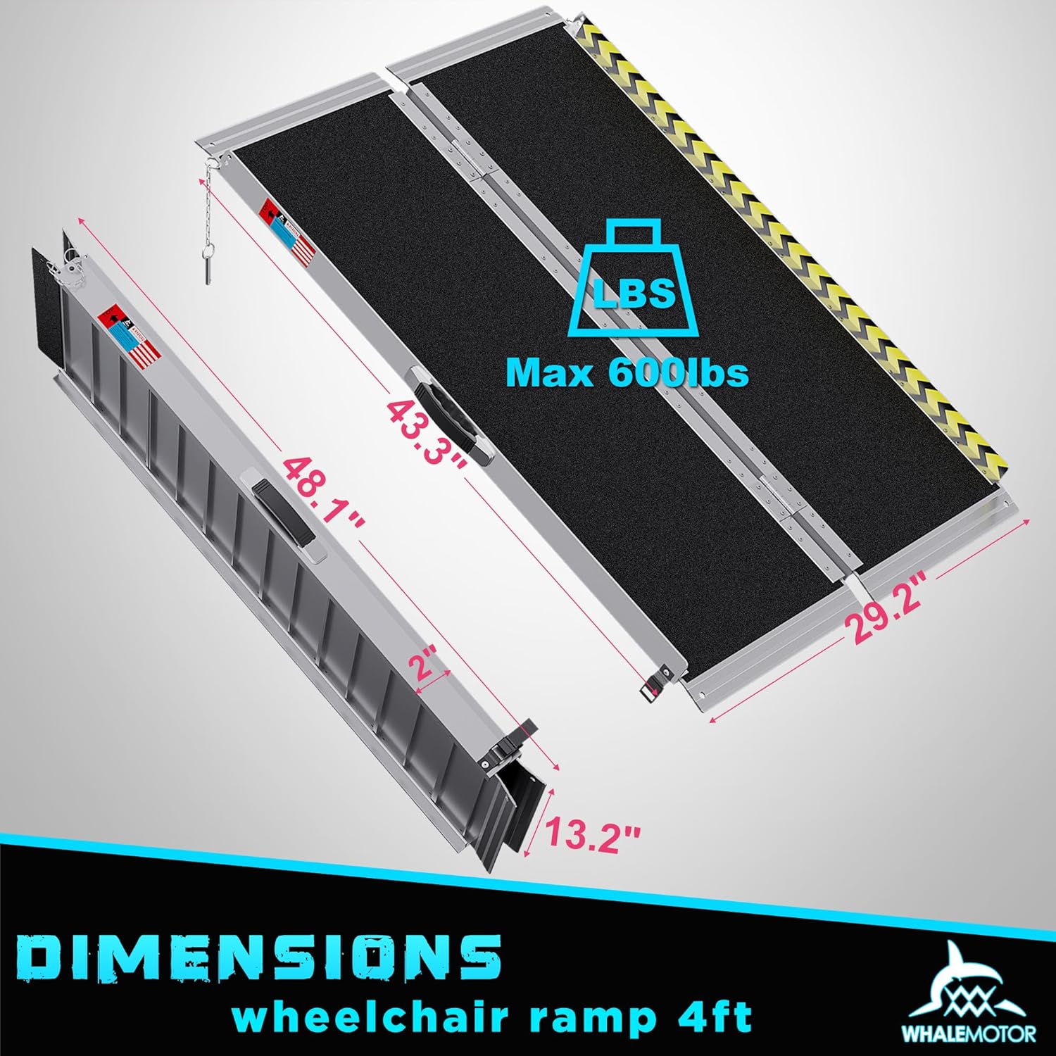 Rampa portátil para silla de ruedas de 4 pies, rampa portátil plegable de aluminio antideslizante, rampas para sillas de ruedas para el hogar,