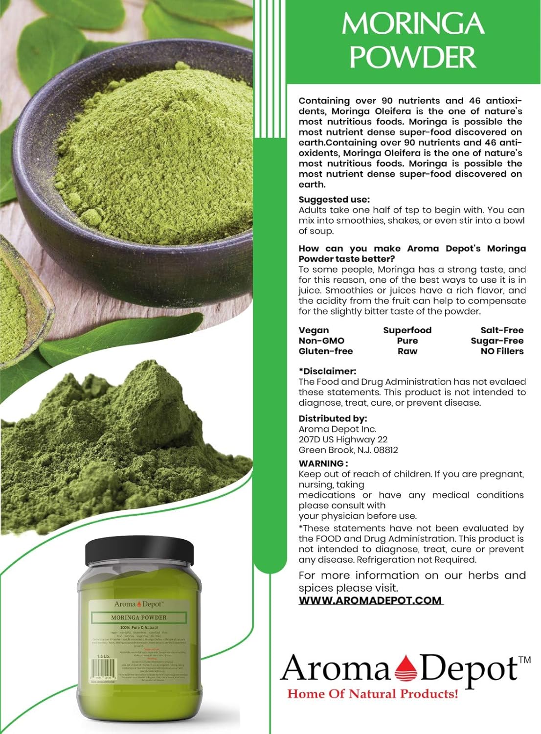 Polvo de moringa de 5 libras. Raíz (Zingiber officinale Roscoe) – Keto natural crudo, vegano, rico en vitamina C – Recomendado para usar en