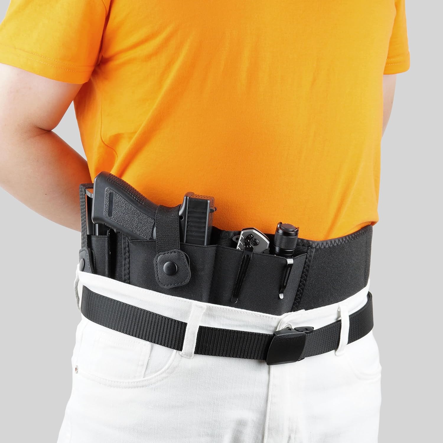 Funda de banda para el vientre para hombres y mujeres, funda de pistola para transporte oculto, se adapta a Glock, Smith Wesson, Ruger, Shield,