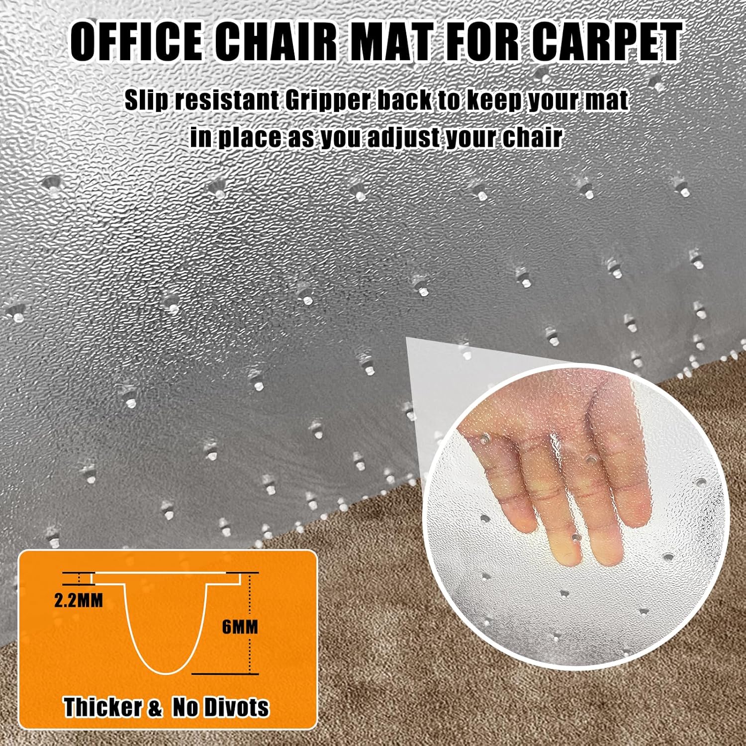 SHAREWIN Tapete para silla de oficina para alfombra, se envía plana, resistente protector antideslizante debajo del escritorio para suelos