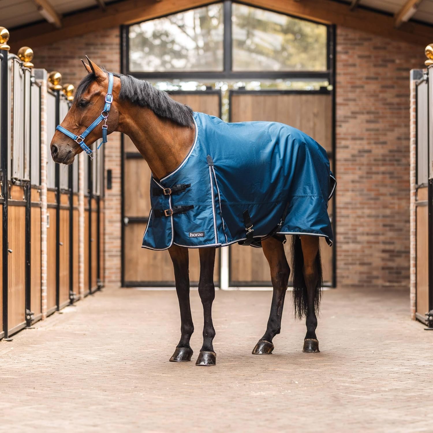 HORZE Glasgow – Hoja de caballo impermeable ligera (sin relleno), color azul ópalo, 78 pulgadas
