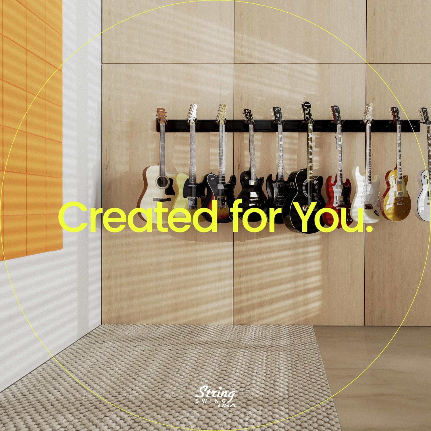 String Swing Soporte de pared para guitarra, soporte para guitarras múltiples, soporte de guitarra colgante para guitarras acústicas y eléctricas,