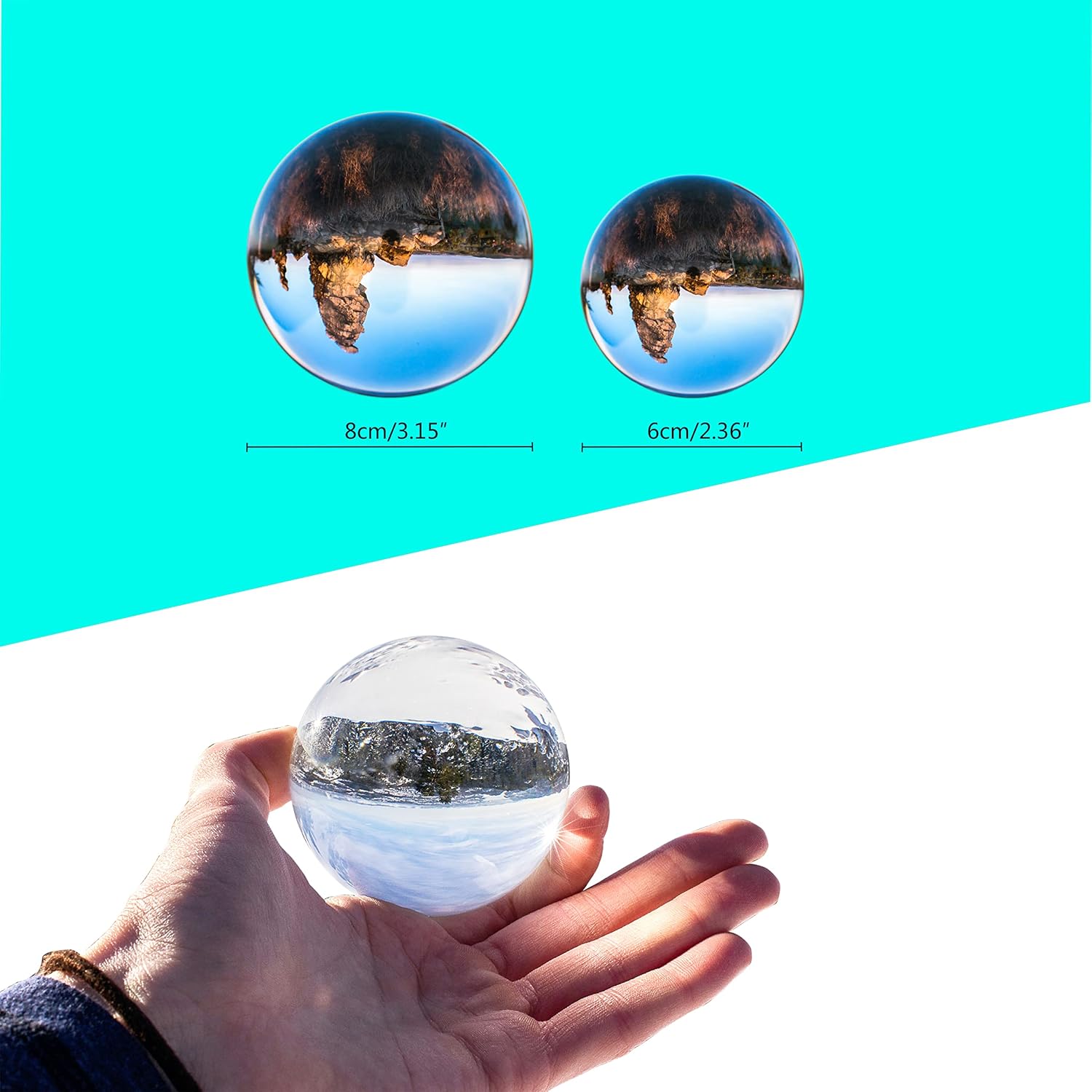 Bola de lente profesional de 2.362in para accesorios y accesorios de fotografía, bola de cristal K9 con soporte y bolsa de seda, bola mágica y