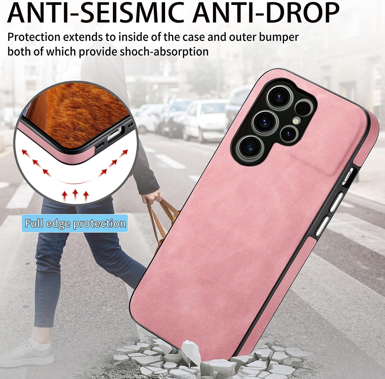 Asuwish Funda de teléfono para Samsung Galaxy S23 Ultra 5G con protector de pantalla de vidrio templado y funda delgada de cuero suave, accesorios
