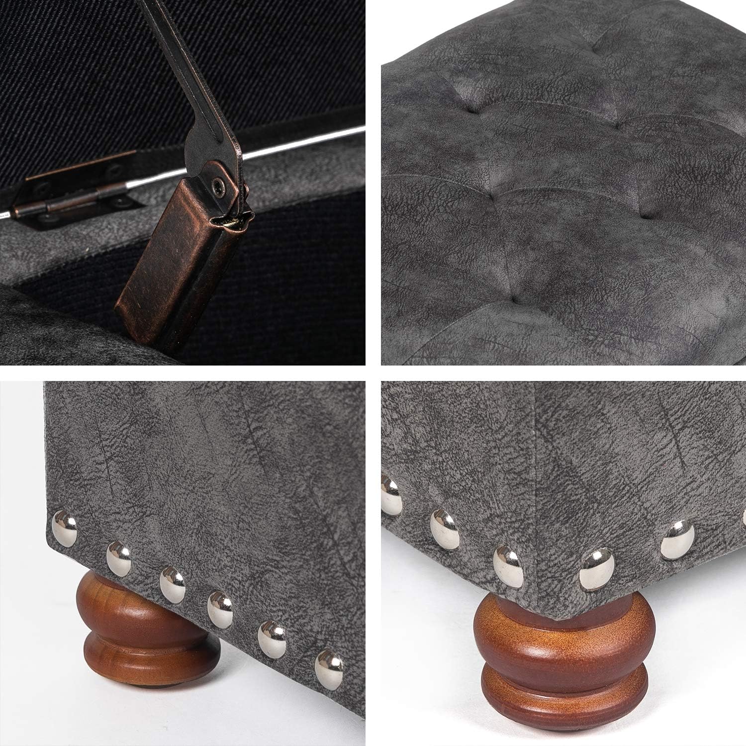 Joveco Otomana rectangular de 24 pulgadas con almacenamiento para sala de estar, banco de almacenamiento tapizado, taburete y asiento con tapa