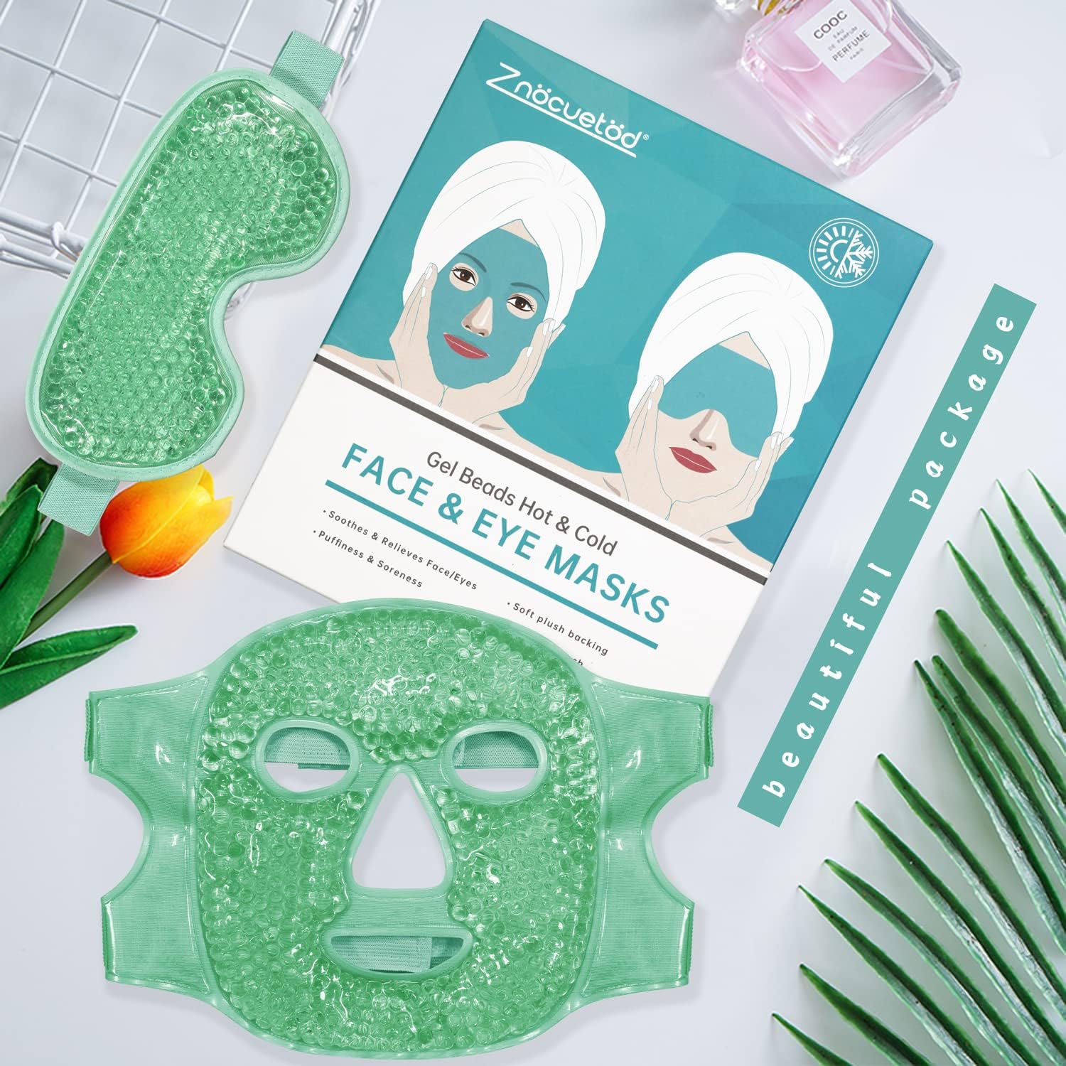 Máscara facial de hielo refrescante para reducir la hinchazón, bolsas debajo de los ojos, senos nasales, enrojecimiento, alivio del dolor, ojeras,