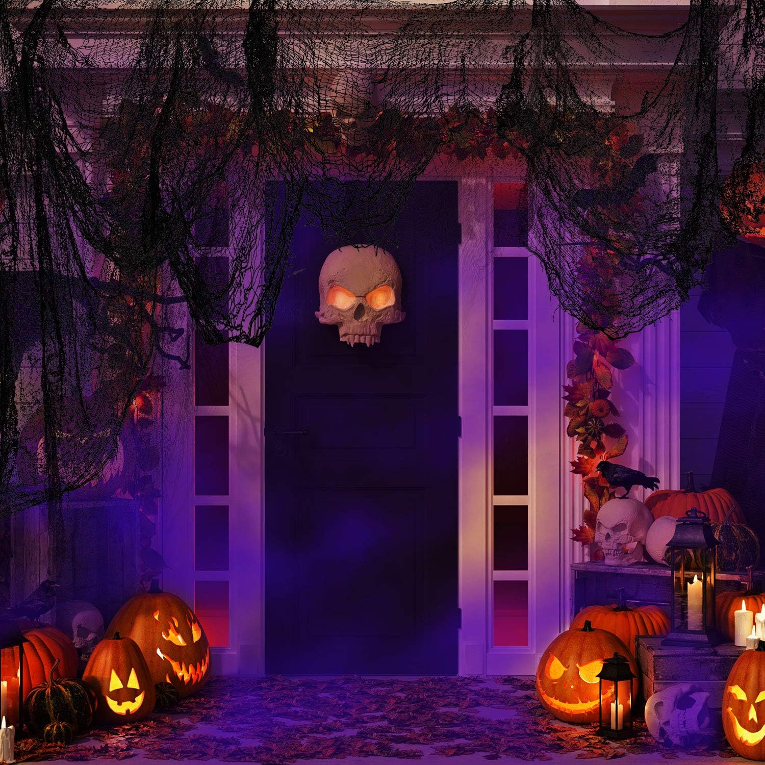 Tela espeluznante de Halloween de gasa espeluznante de 29.6 x 120 pulgadas, decoraciones colgantes de Halloween para suministros de fiesta de