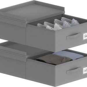 Contenedores de almacenamiento debajo de la cama con tapas, paquete de 2 contenedores de almacenamiento plegables y apilables, organizador de Contenedores de almacenamiento debajo de la cama con tapas, paquete de 2 contenedores de almacenamiento plegables y apilables, organizador de