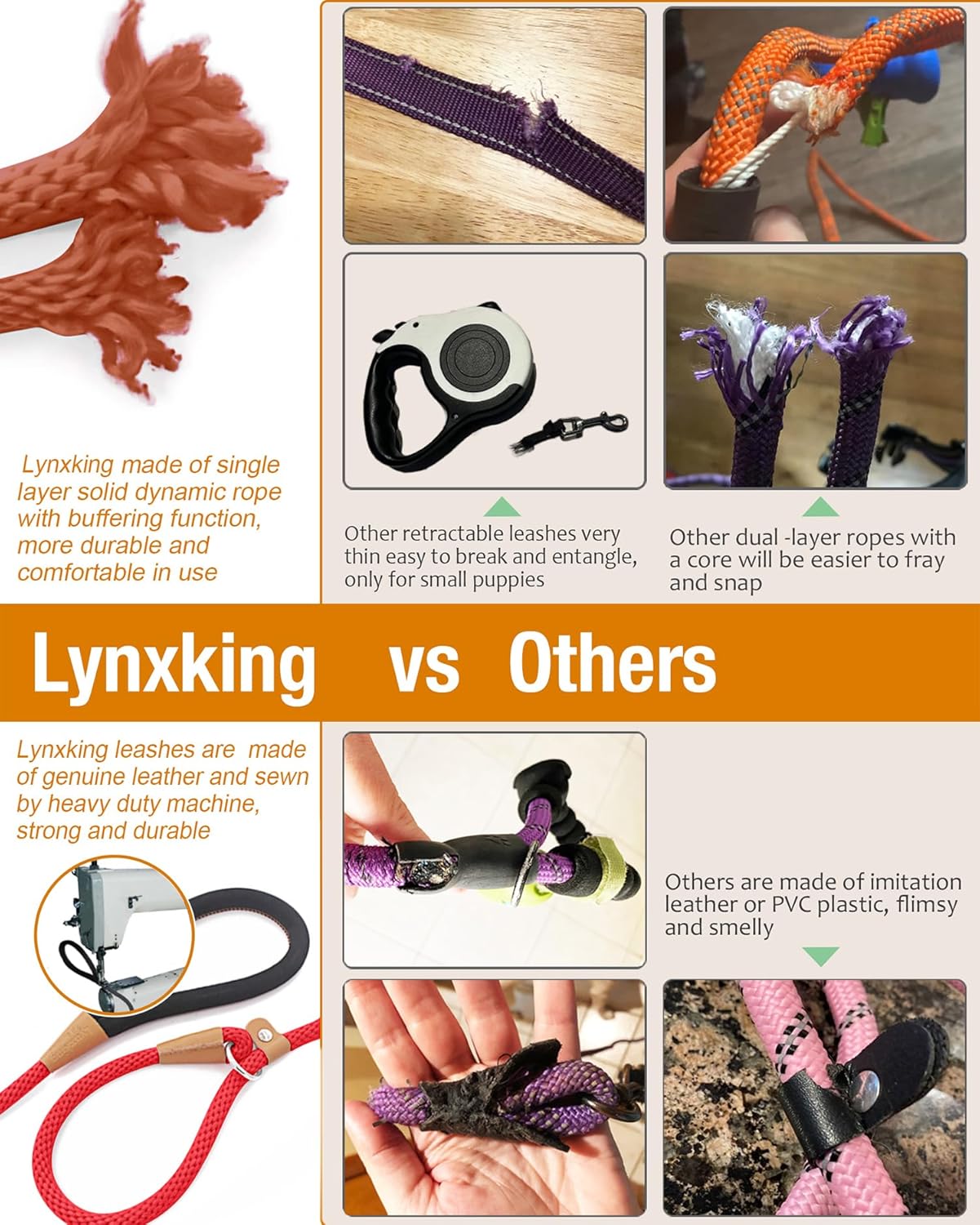 Lynxking – Correa para perros de cuerda trenzada de alta resistencia, para adiestramiento sin tirones, para perros grandes, medianos y pequeños