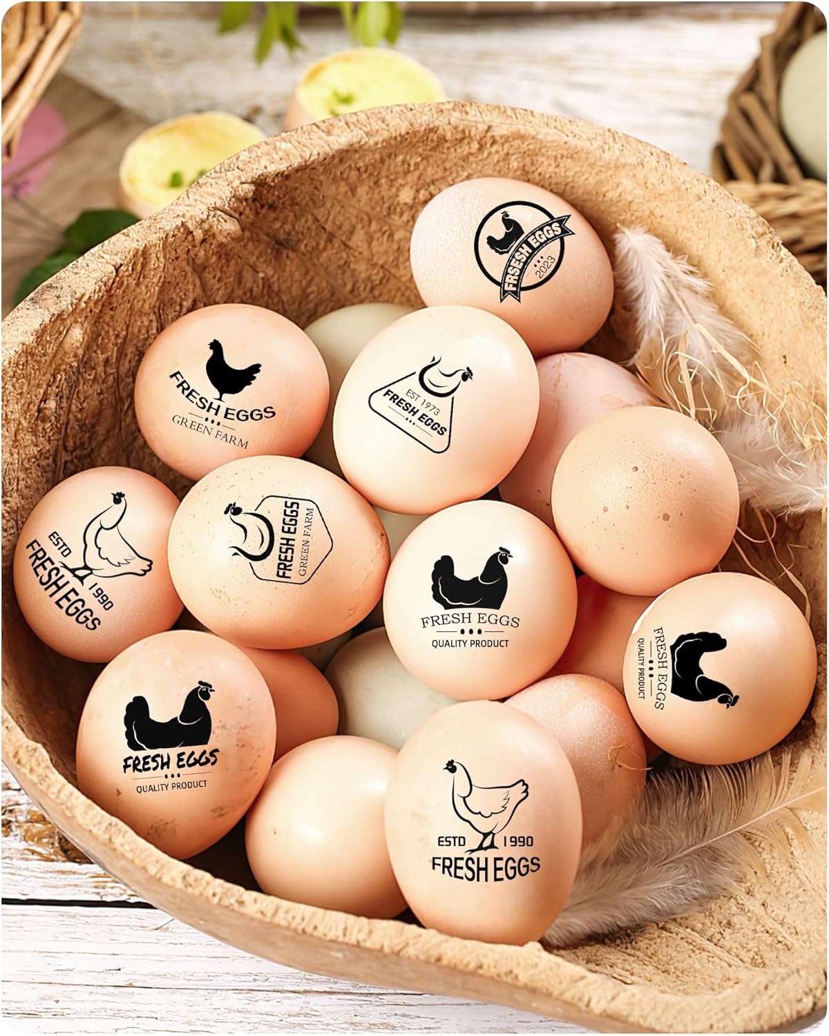 Sellos de huevos personalizados para huevos frescos, sello personalizado de huevo de pollo con nombre del logotipo, sello de huevo personalizado