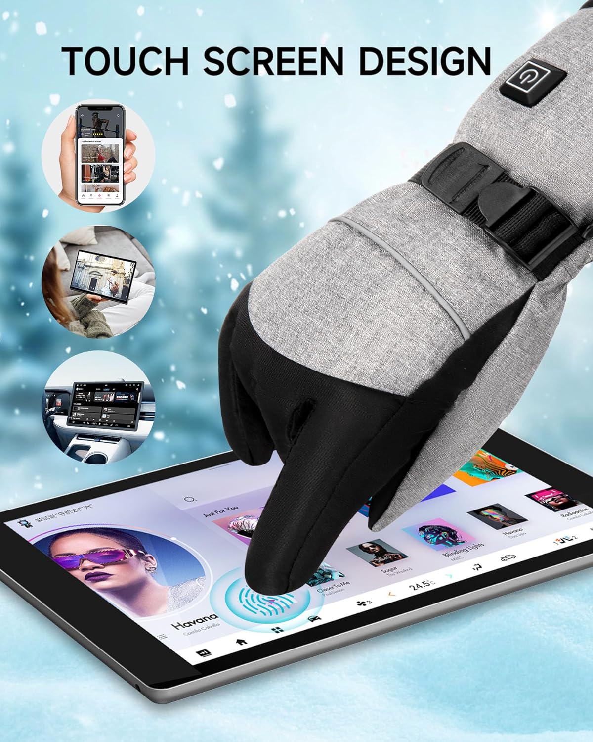 ALLJOY Guantes térmicos para hombres y mujeres, baterías recargables de 5000 mAh, 3 niveles de calefacción, guantes eléctricos para pantalla táctil,