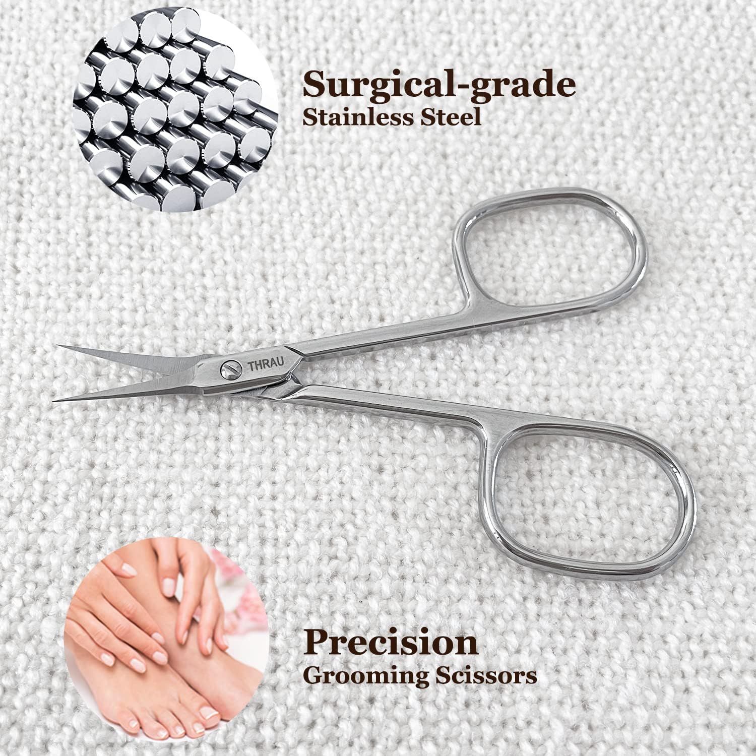 Tijeras de cutícula extrafinas para mujeres y hombres, acero inoxidable profesional con punta puntiaguda precisa, cuchillas de aseo, manicura,