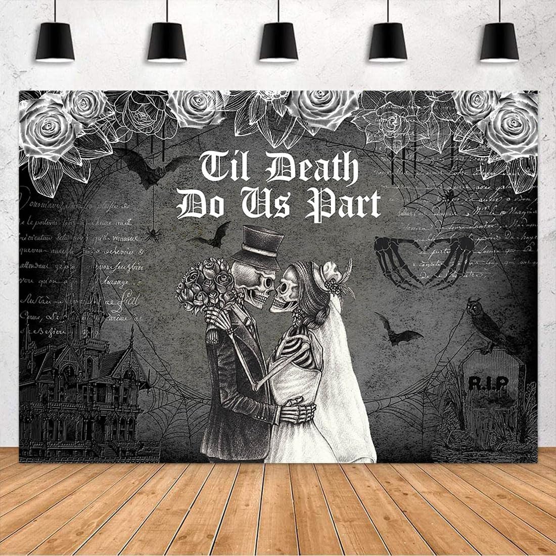 Avezano Till Death Do Us Part – Telón de fondo de corazón, novia, novio, Halloween, despedida de soltera, fiesta, decoración de Halloween, fiesta de