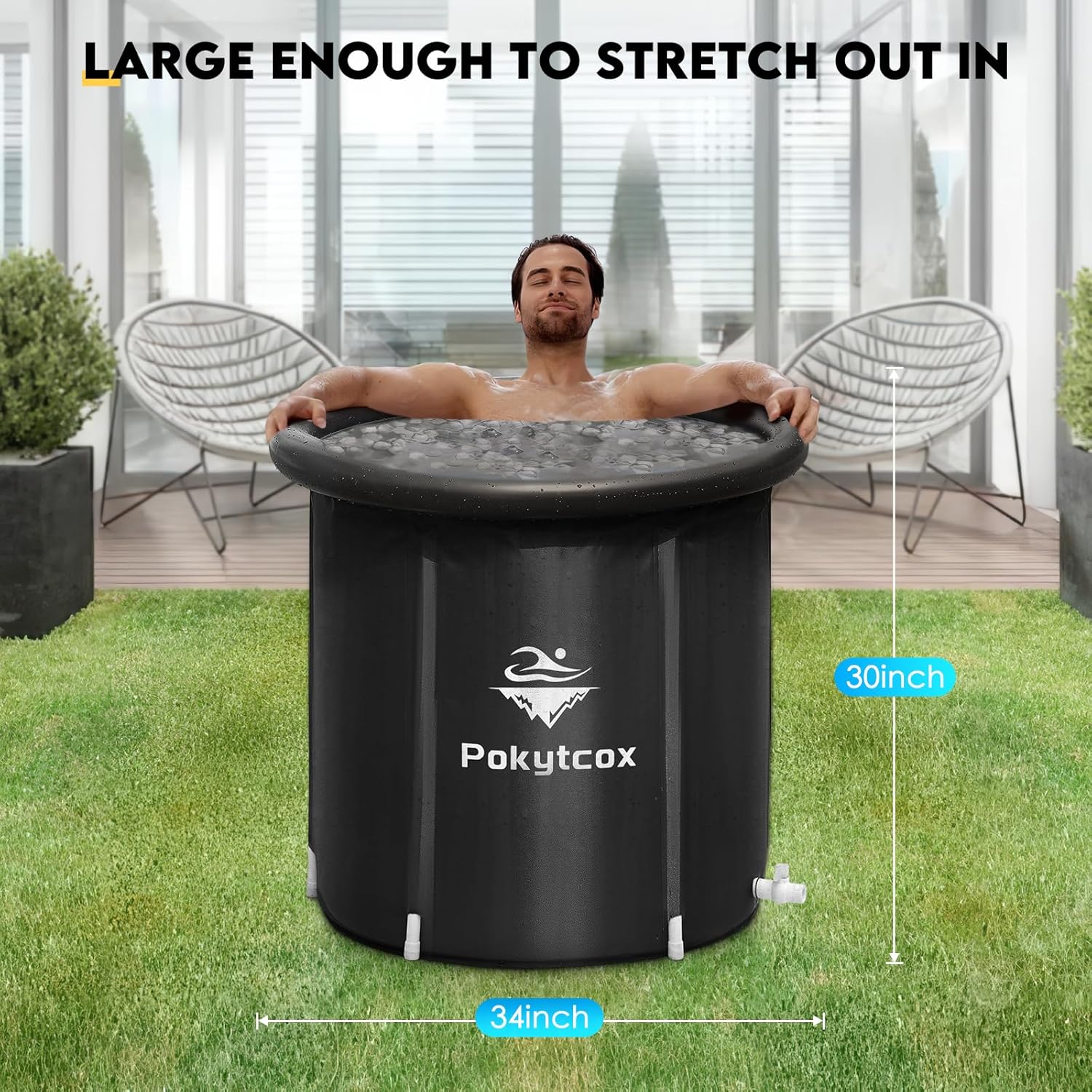 Bañera de hielo Cold Plunge Icepod portátil para bañera con tapa, cubo de recuperación plegable grande, barril de hielo Arctic Pod – Bañeras de