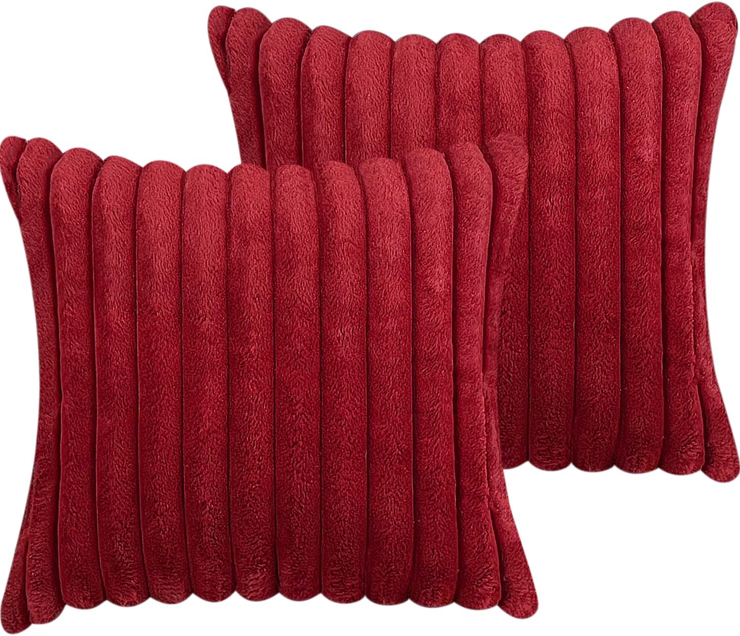 Juego de 2 fundas de almohada de 18 x 18 pulgadas, fundas decorativas de piel sintética para cama, funda de almohada suave y esponjosa con respaldo