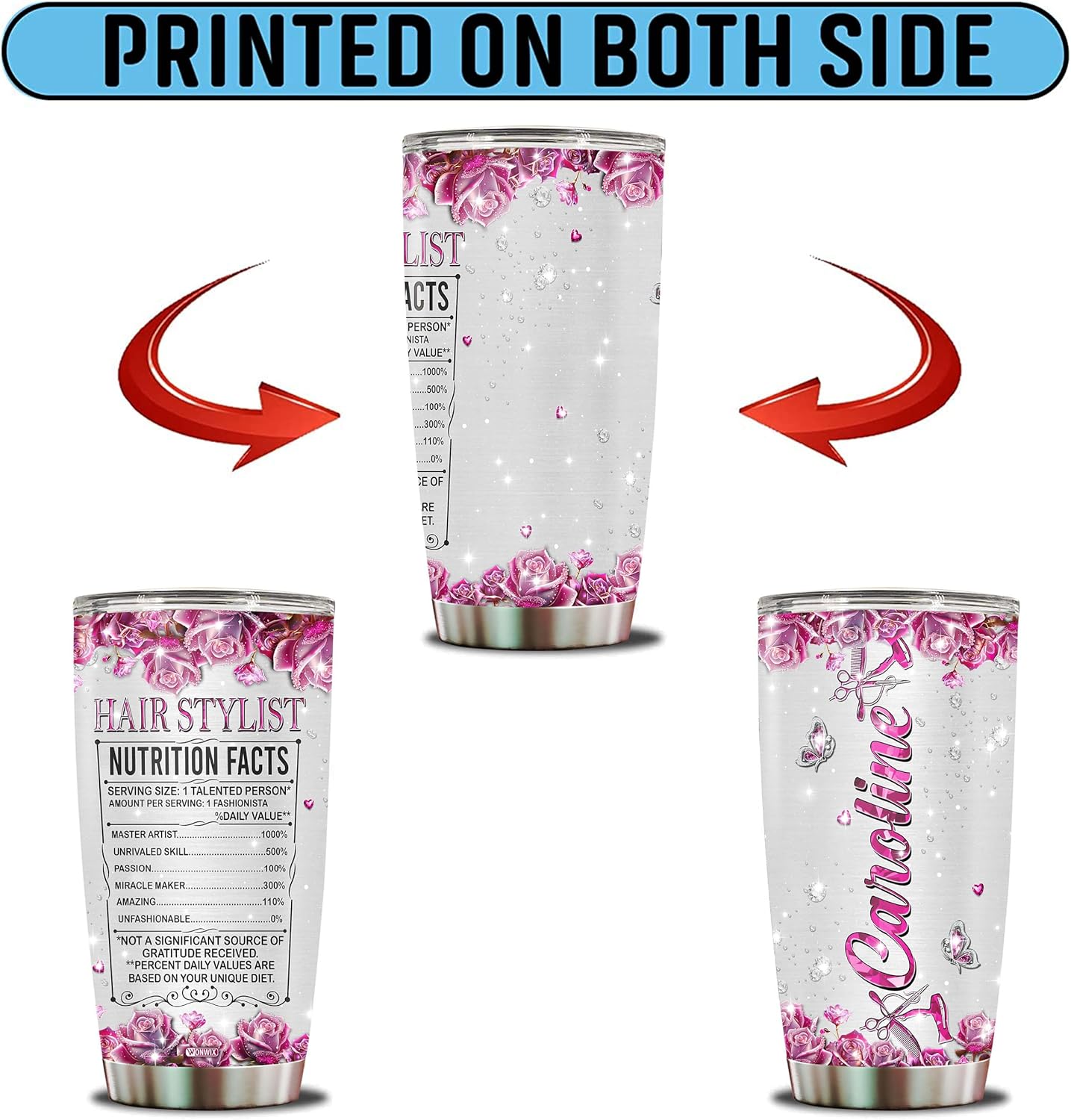 Vaso personalizado de regalo para estilista, para estilista, mujer, taza de café de 20 onzas, taza de viaje, regalo para mujeres, esposa, hija,