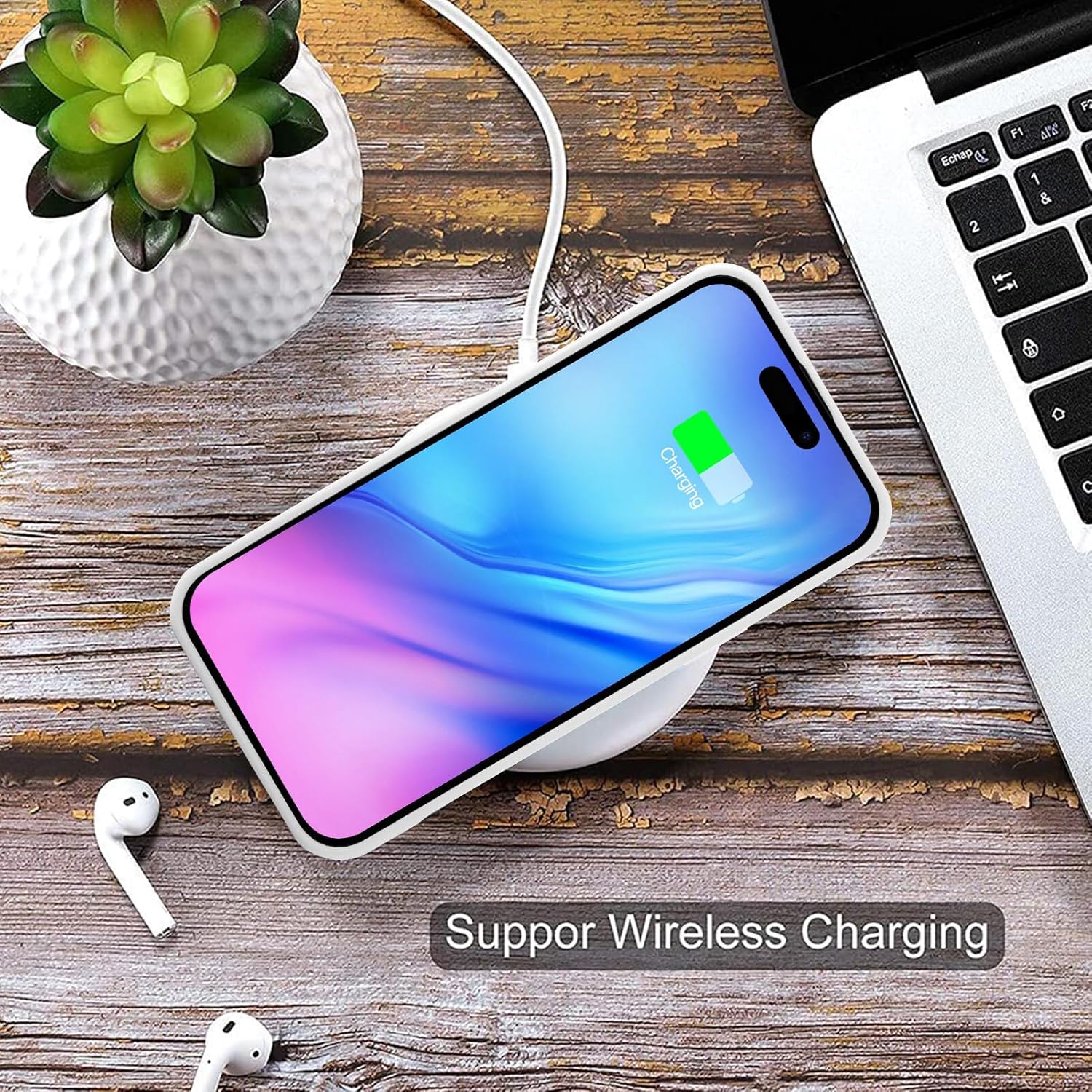 MZELQ Funda de silicona compatible con iPhone 15 2023, funda protectora de cámara para tarjeta+protector de pantalla, funda con ranura para