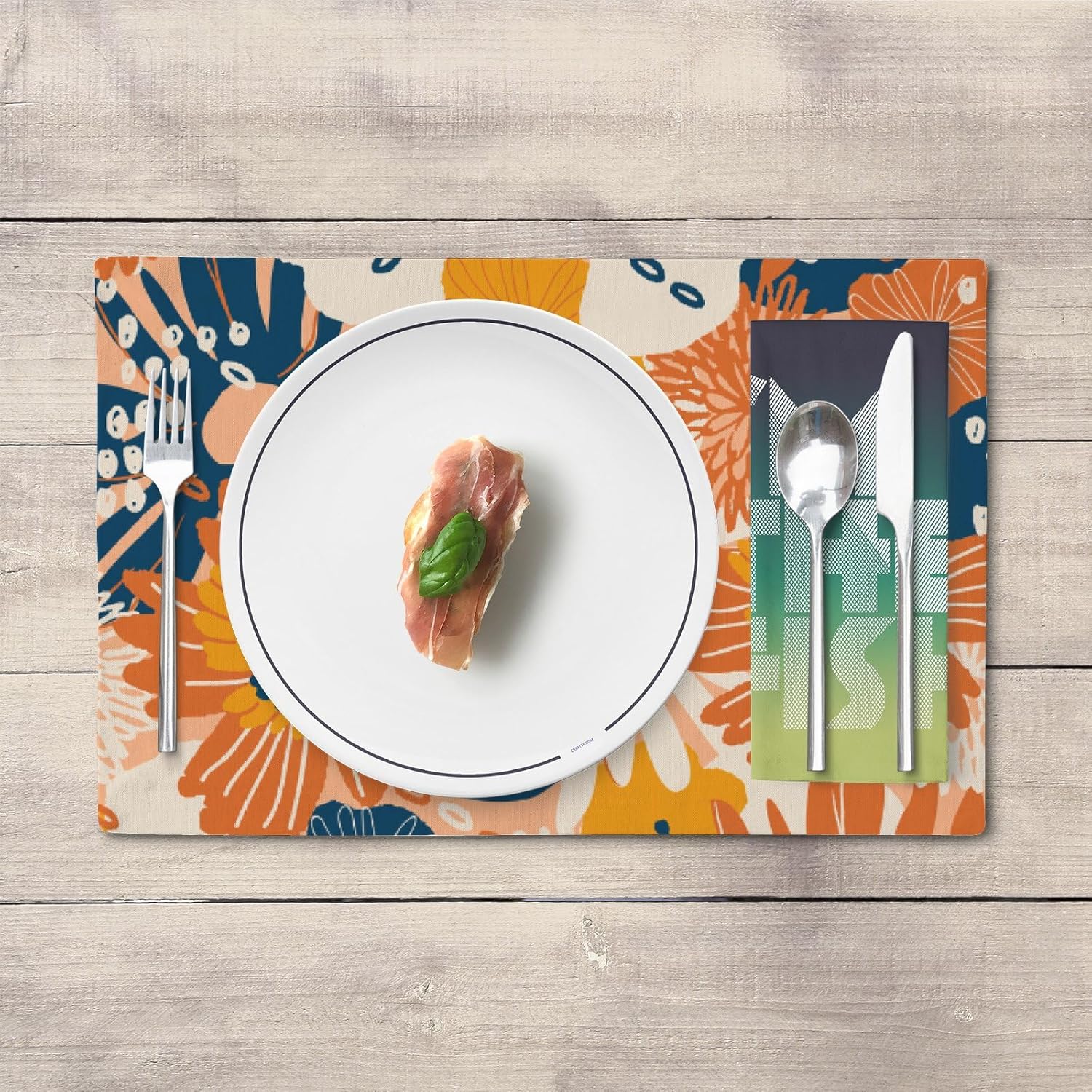 Manteles individuales para mesa de cocina, hojas de otoño, flores, blanco y naranja, juego de manteles individuales lavables, resistentes al calor,