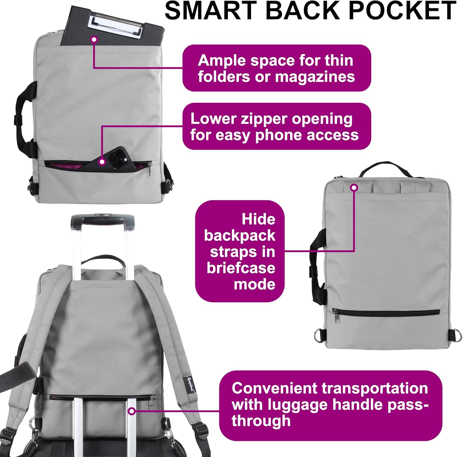 Rangeland Mochila Smart Business Brief – Bolso de mensajero de hombro para laptop Urban Commuter, Gris,claro