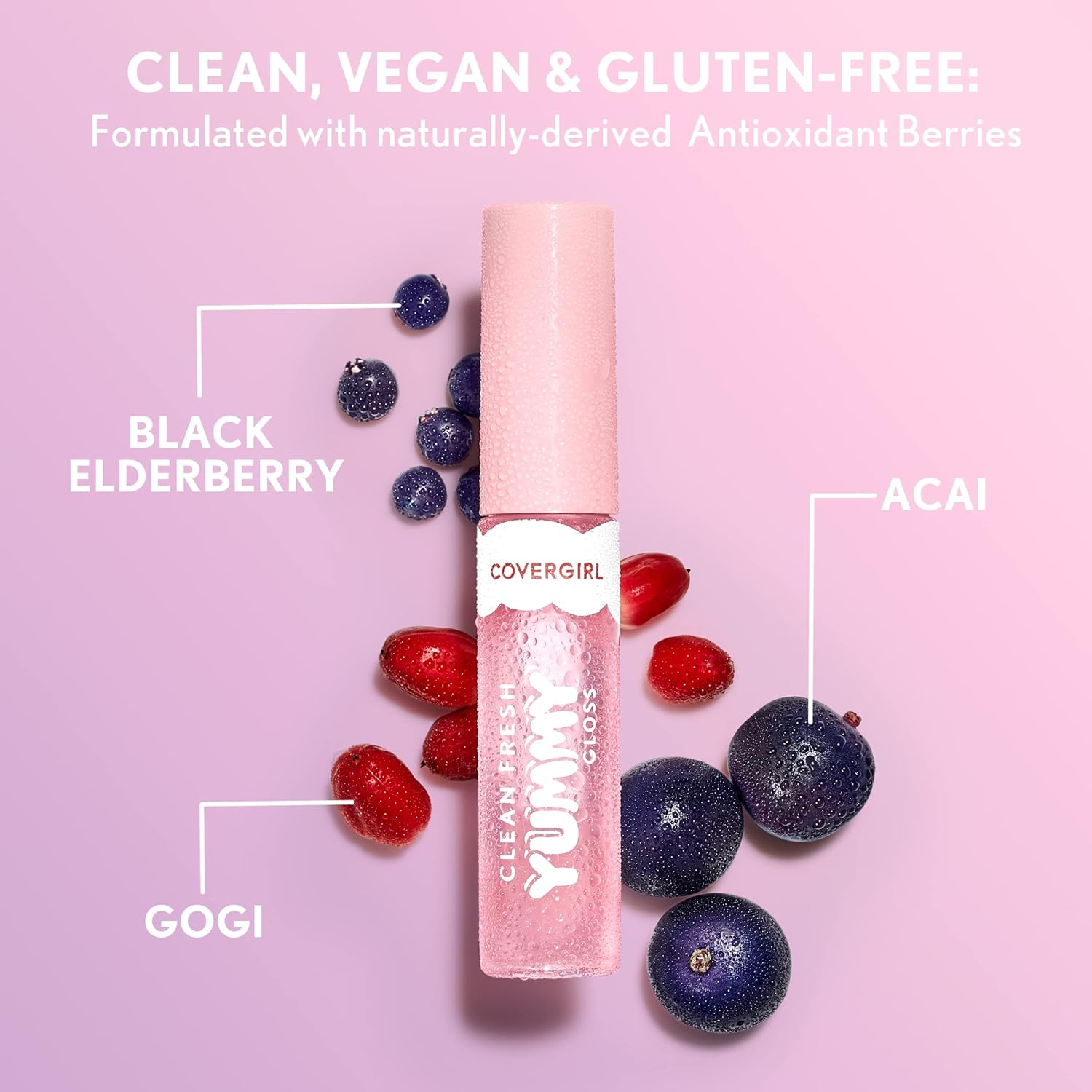 COVERGIRL Clean Fresh Yummy Gloss – Brillo de labios, transparente, aromas naturales, fórmula vegana, You’re Just Jelly