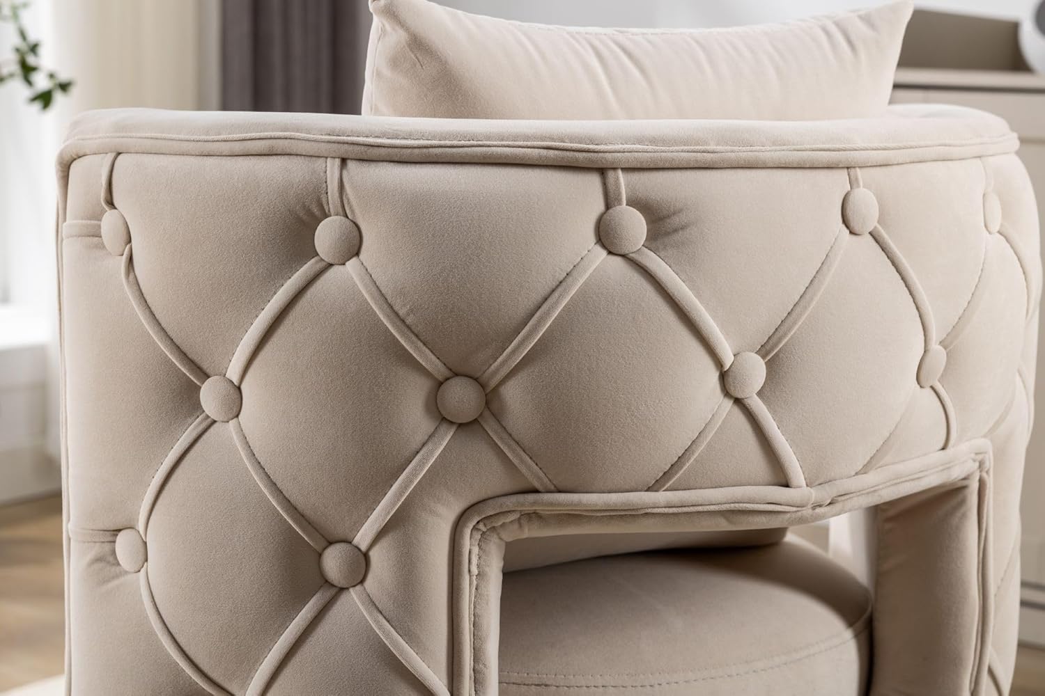 IANIYA Silla giratoria de barril de acento cómodas sillas de sala de estar y sillas decorativas para sala de estar (acolchado, beige)