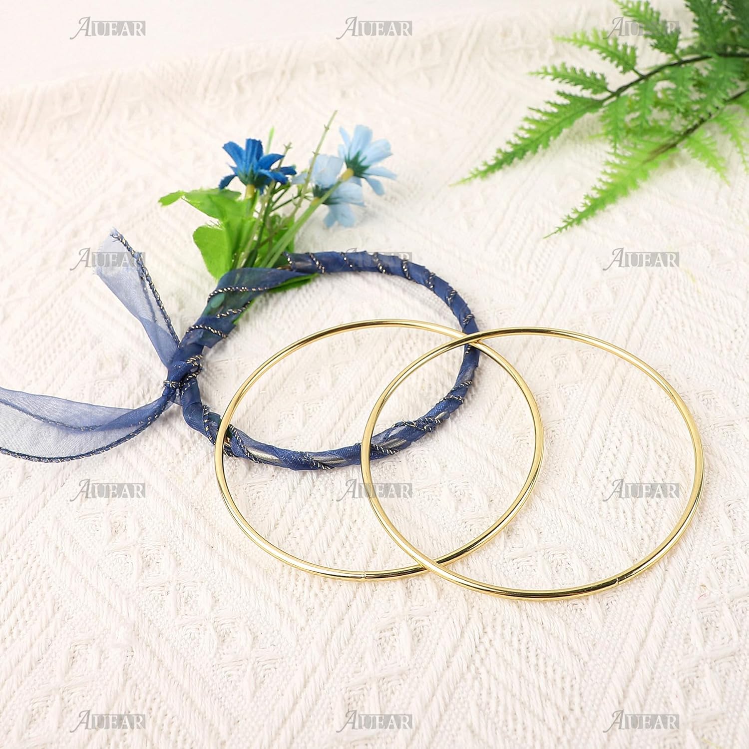 AUEAR, Paquete de 10 anillos de metal dorado de 4 pulgadas para atrapasueños de macramé para decoración de mesa