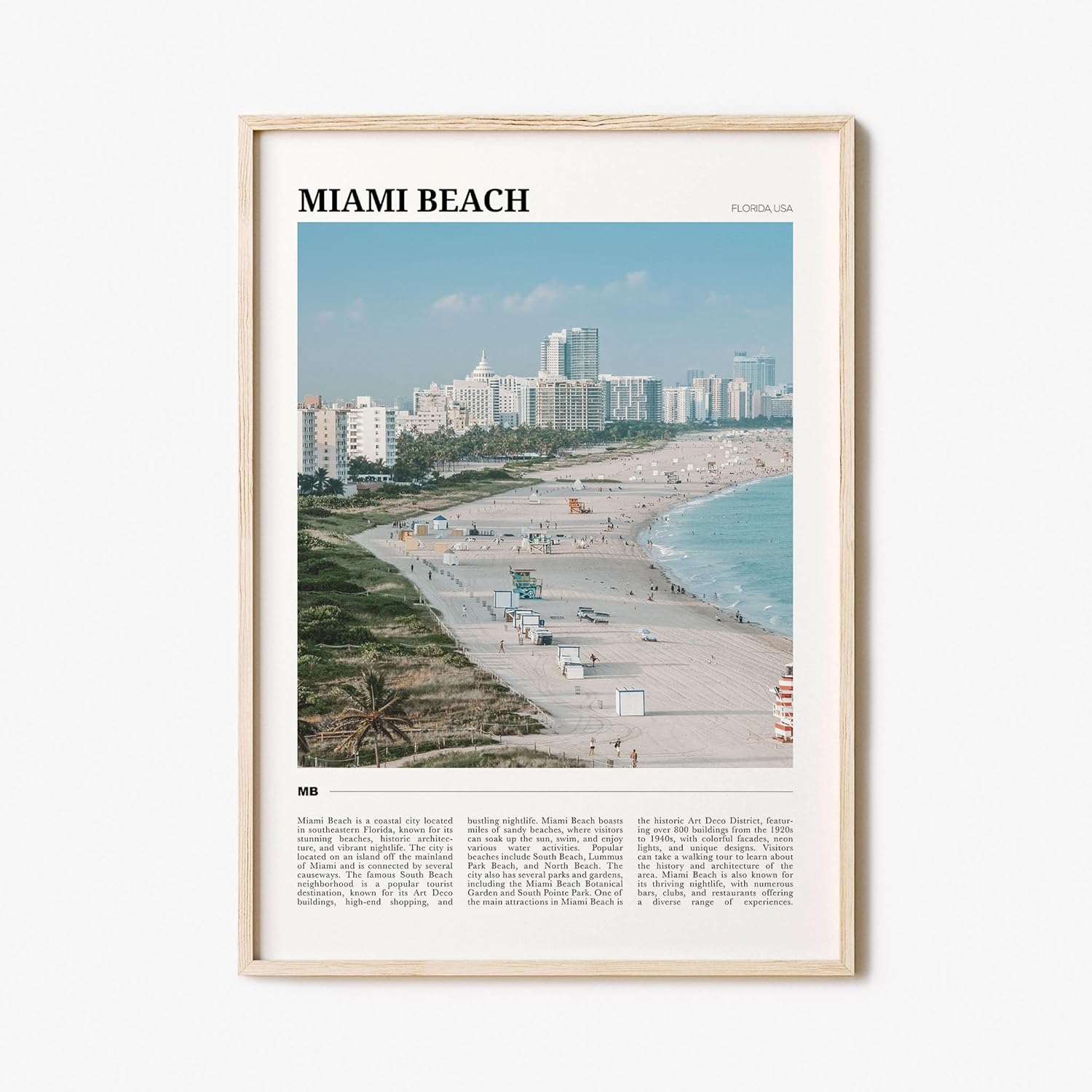 Póster de viaje de Miami Beach, arte de pared de Miami Beach, impresión de póster de Miami Beach, foto de Miami Beach, decoración de Miami Beach,