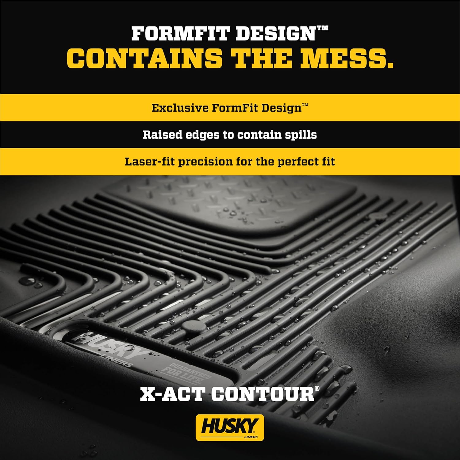 Husky Liners – Alfombrillas de piso X-act Contour  Compatible con Honda Civic CoupeSedán 2016 – 2021, Civic Hatchback 2017 – 2021, Insight 19-21