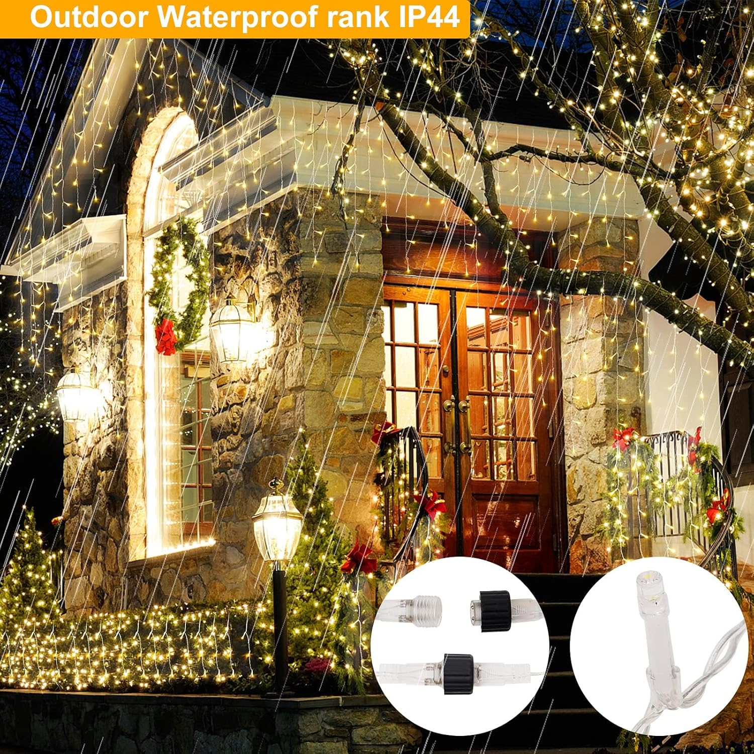 Luces de Navidad, decoraciones de Navidad para interiores y exteriores, 416 luces LED de 34 pies con 8 modos de luces de carámbanos, 2023 nuevas