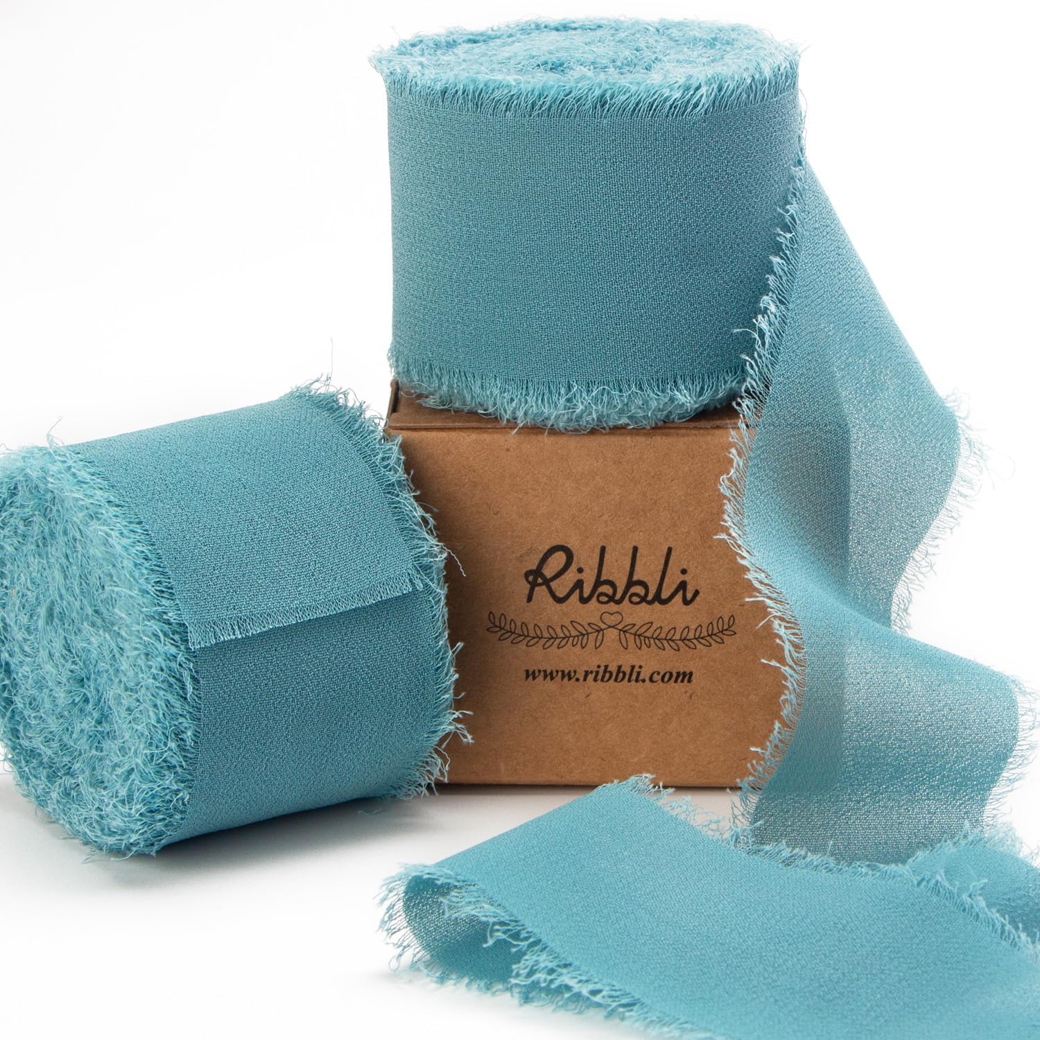 Ribbli Cinta de gasa azul marino profundo de 1-12 pulgadas x 20 yardas, cinta de seda de gasa hecha a mano, cinta azul para invitaciones de boda,