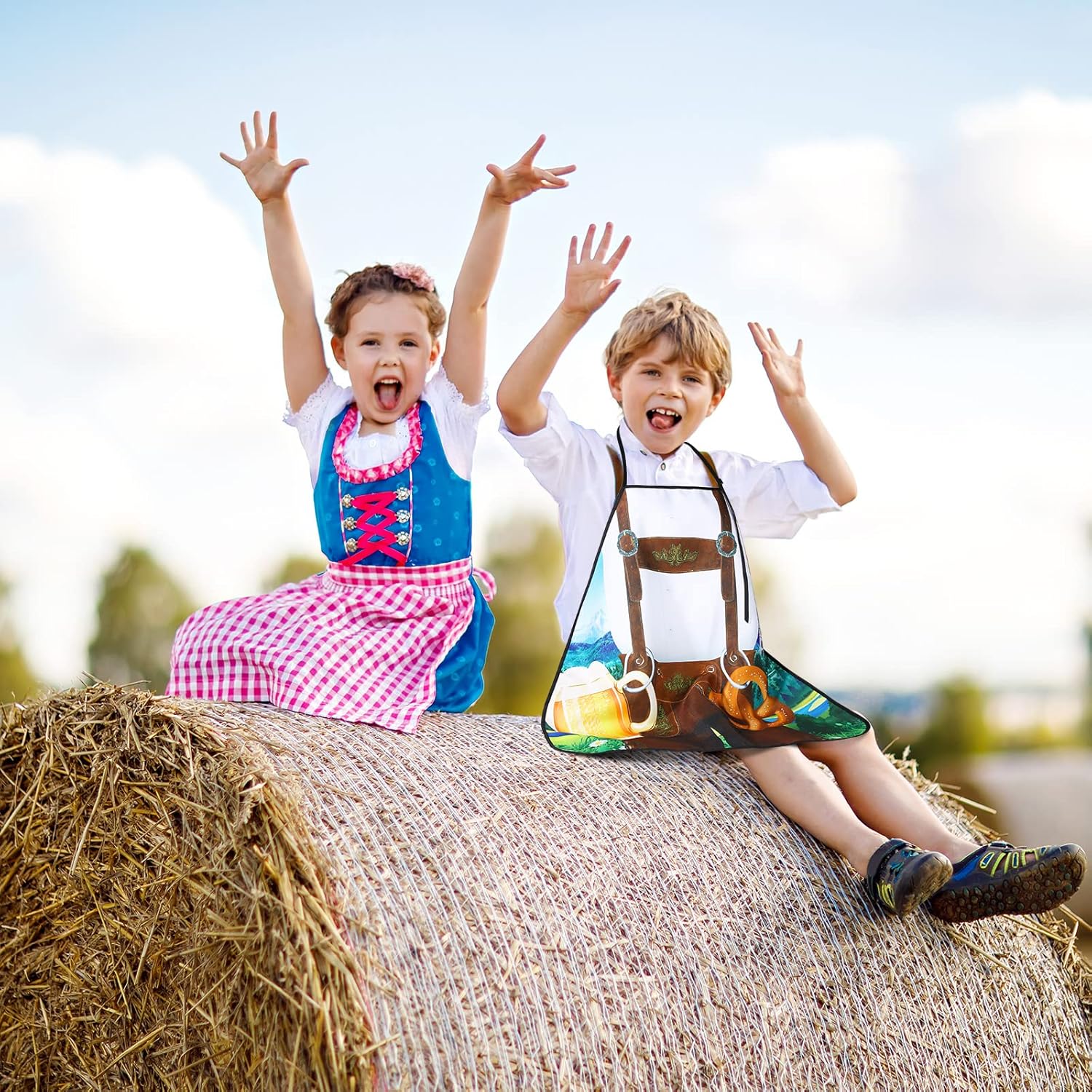 Sintege Paquete de 2 delantales de Oktoberfest delantales alemanes Lederhosen y Dirndl para Oktoberfest Baviera Festival de Cerveza Decoración de