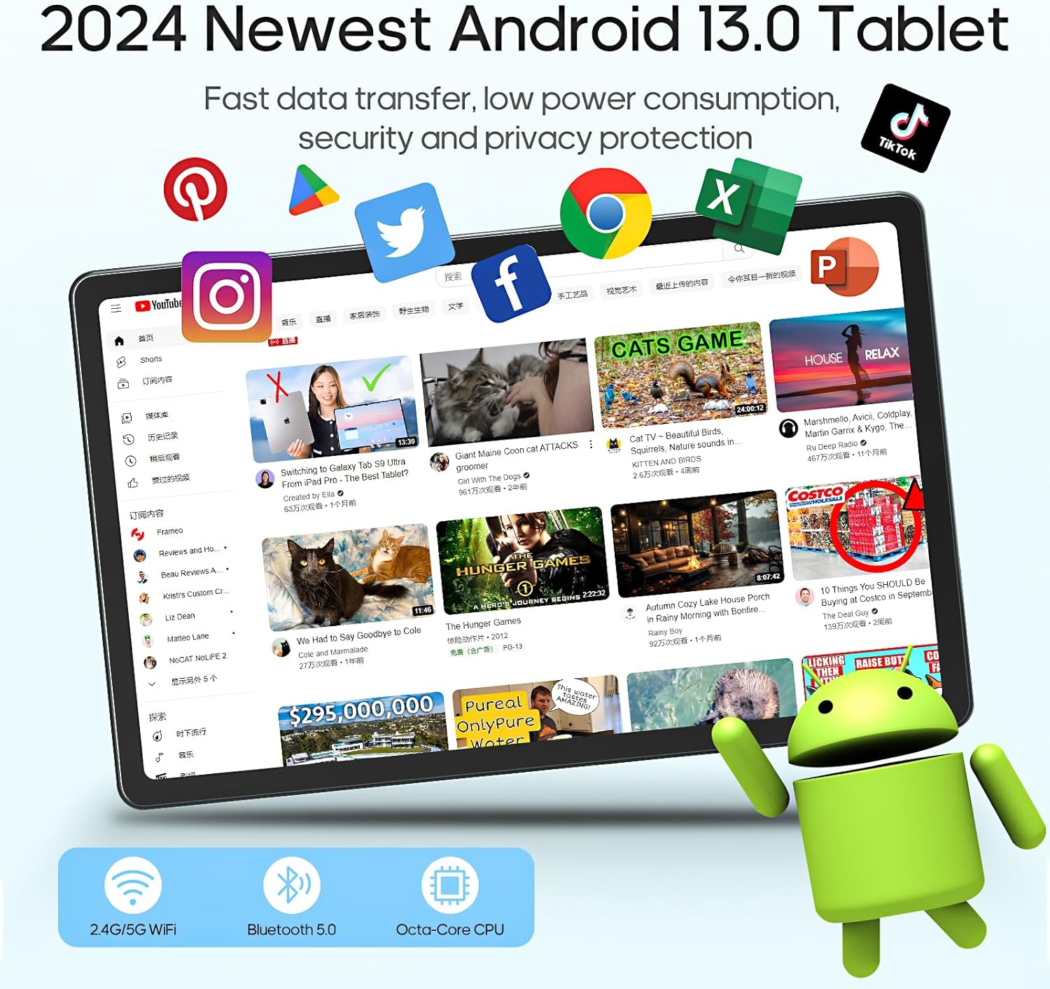 WDYQJE Tablet Android 13 de 11 pulgadas, resolución 2K de 11 pulgadas, RAM de 14 GB (6+8 expandir), 256 GB de ROM con procesador Octa-Core, cámara
