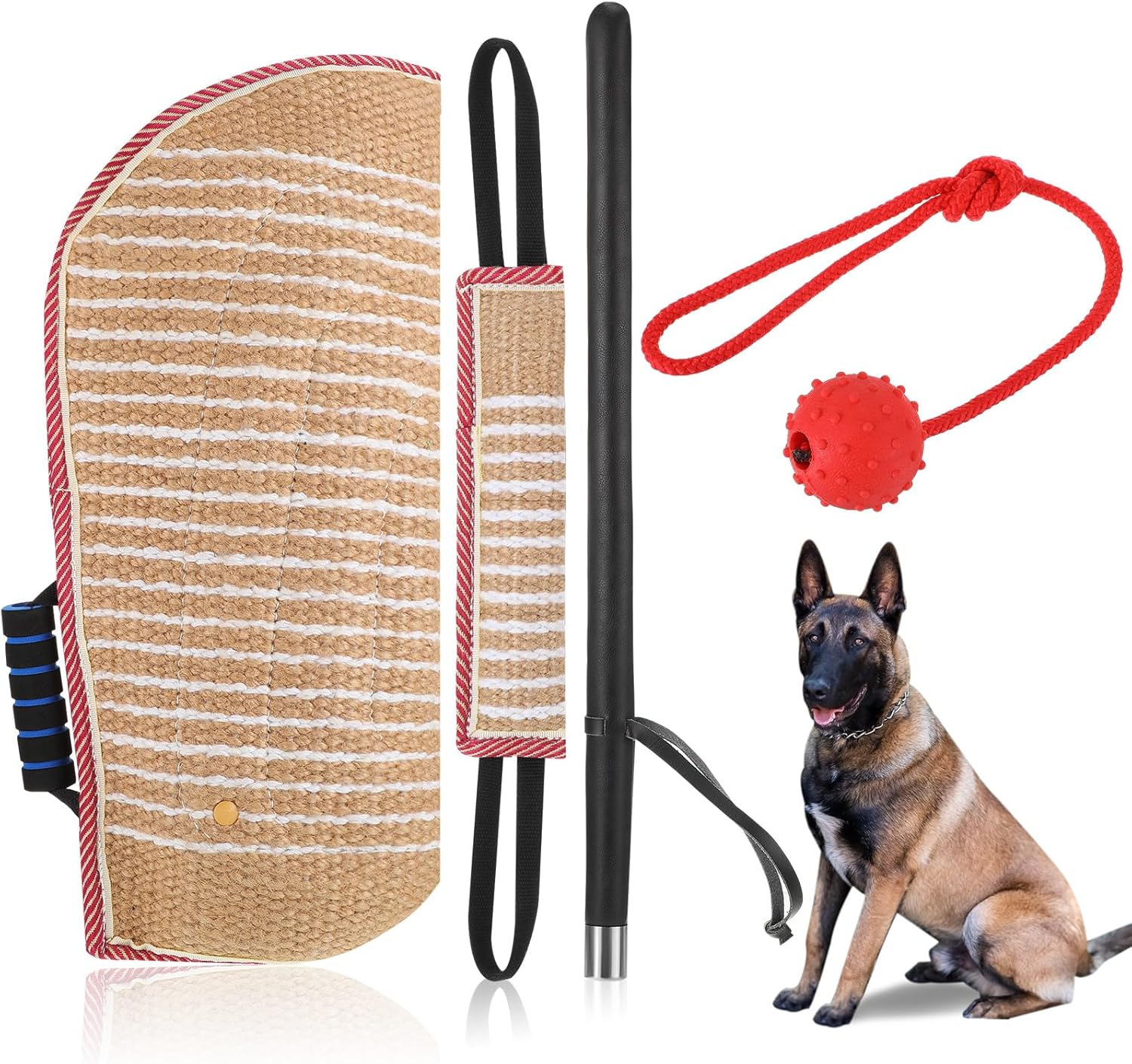 Juego de 4 piezas de entrenamiento para perros que incluye funda para perro, almohada para perro, juguete de remolcador, palo de entrenamiento para