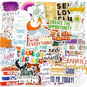 Sabary Paquete de 100 calcomanías motivacionales de PVC impermeables para concientización sobre la salud mental, paquete de calcomanías de vinilo Sabary Paquete de 100 calcomanías motivacionales de PVC impermeables para concientización sobre la salud mental, paquete de calcomanías de vinilo