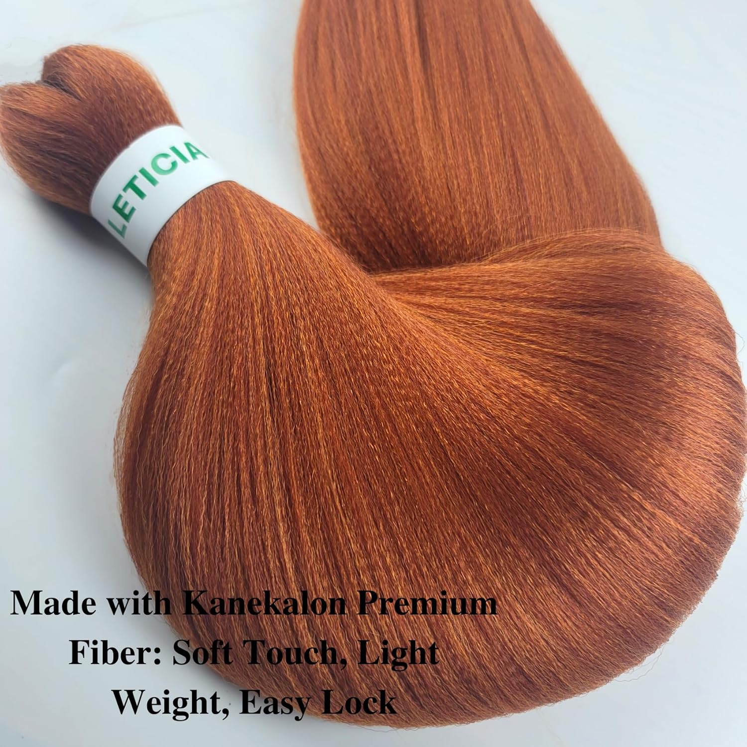 Extensiones de cabello trenzado Kanekalon preestiradas de color rojo cobrizo, se alimentan en trenzas