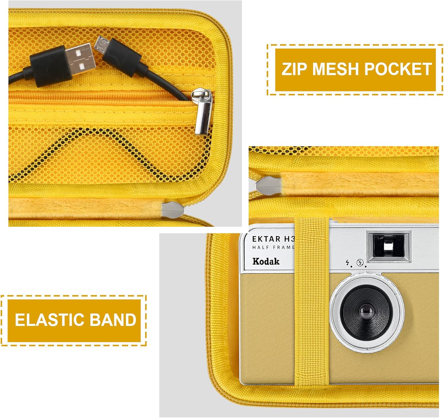 Supmay Estuche rígido de transporte para KODAK EKTAR H35H35N cámara de película de medio marco, funda protectora de viaje con bolsillo de malla con