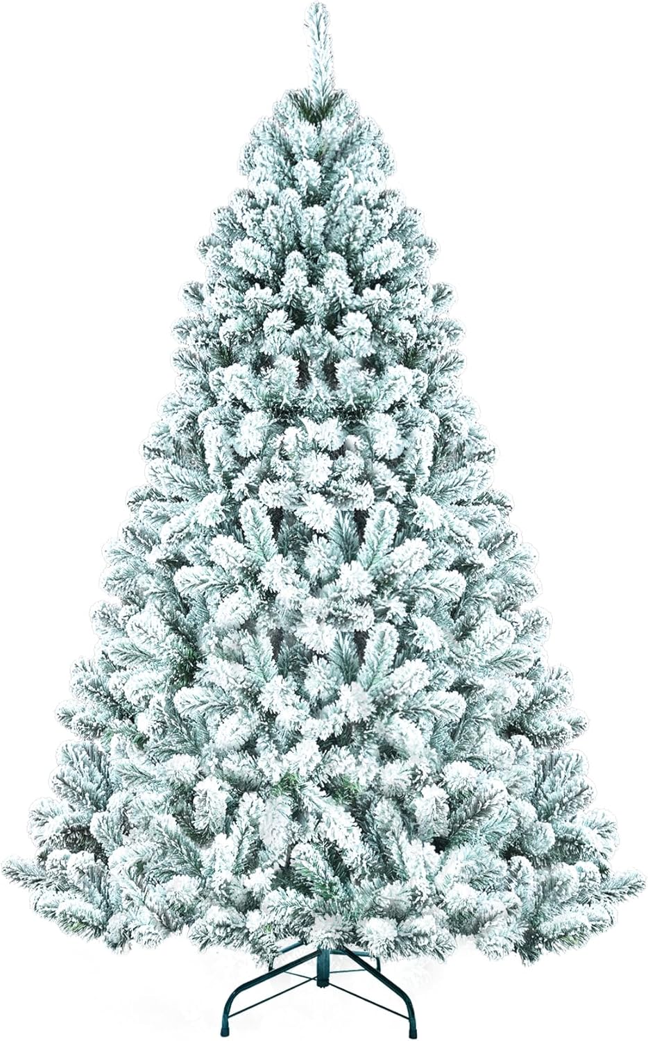 Árbol de Navidad artificial flocado de 5 pies, árbol de Navidad blanco para el hogar, oficina, vacaciones, fiesta, decoración interior y exterior,