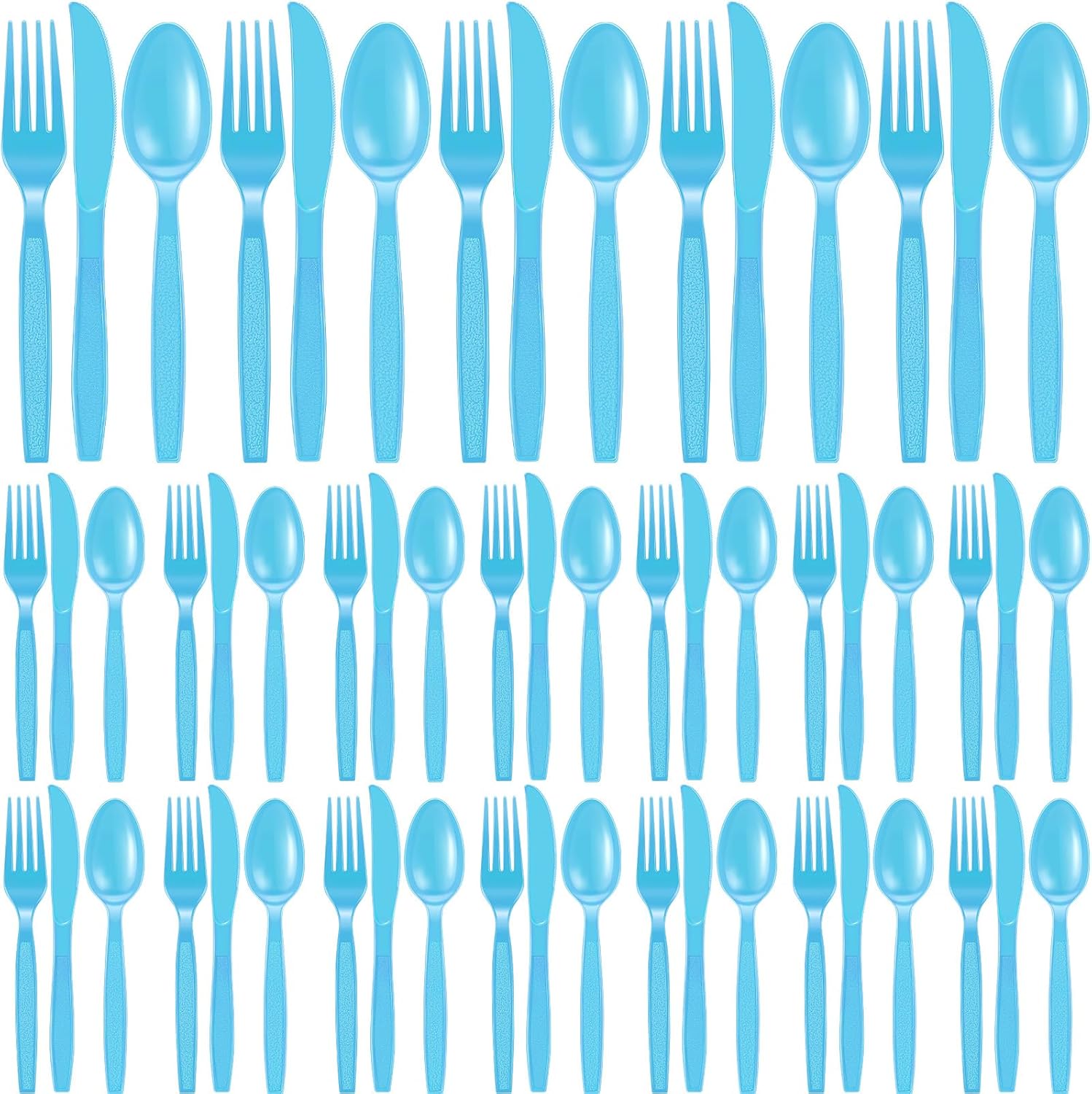 Juego de 300 cubiertos de plástico resistentes, 100 tenedores de plástico, 100 cucharas de plástico y 100 cuchillos de plástico, utensilios