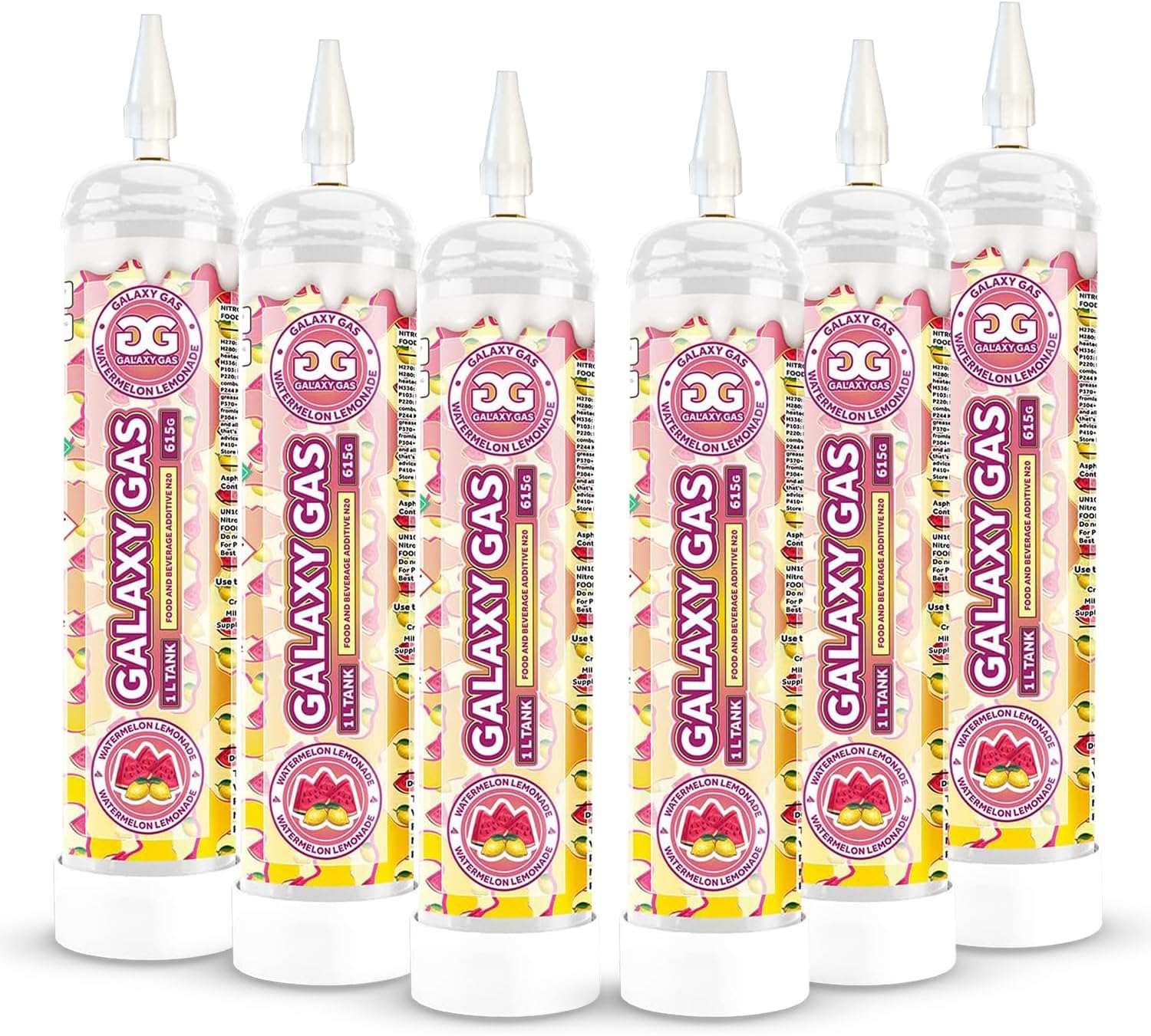 Compra a granel 6 *NUEVO* Galaxy Gas Infusion XL 1L 21.69oz N2O Tanques de óxido nitroso Sandía Limonada