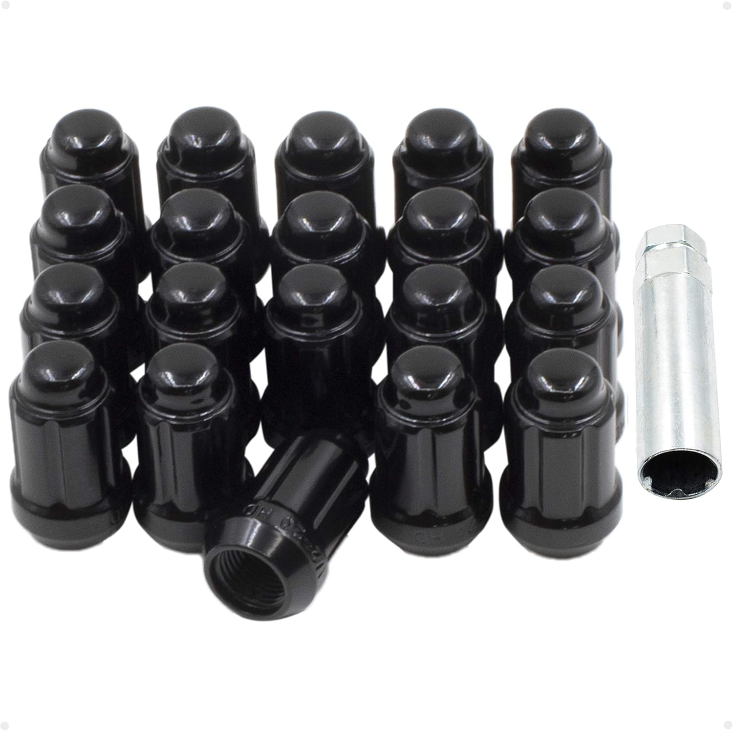 Wheel Accessories Parts 20 piezas de 0.472 in 1.50 12 x 1.50 rosca para automóvil de 1.38 pulgadas de largo, tuerca negra para muchos automóviles de